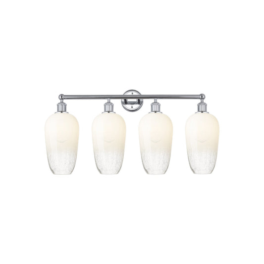 Innovations Brookhaven Flute 34in 4-Light Bath Vanity | Industrial Modern Polished Chrome and Opal Glass | Bathroom Vanity | Model 616-4W-PC-G484-7OP
