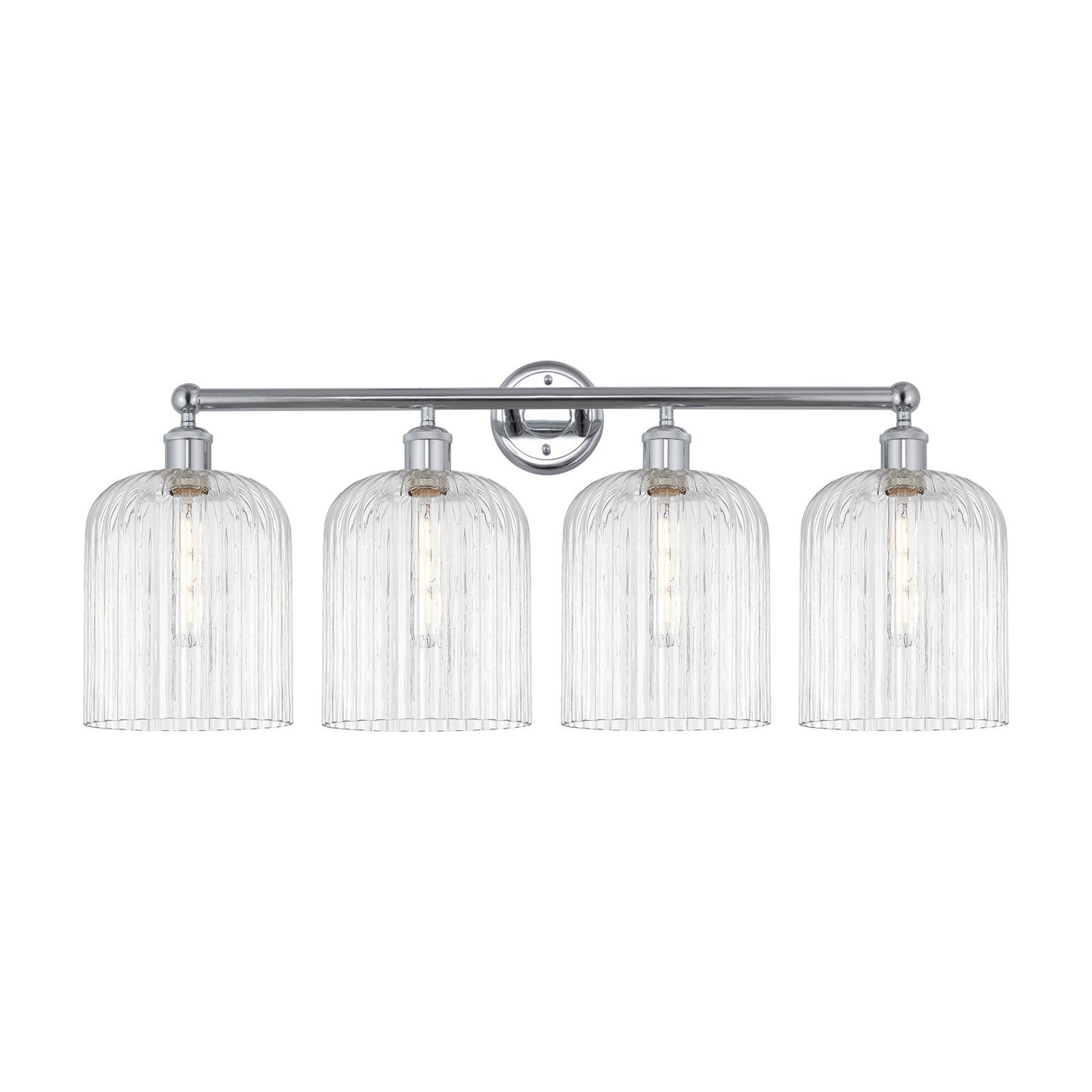 Innovations Bridal Veil 32in 4-Light Bath Vanity | Art Nouveau Industrial Polished Chrome and Clear Ribbed Glass | Bathroom & | Model 616-4W-PC-G559-8CL