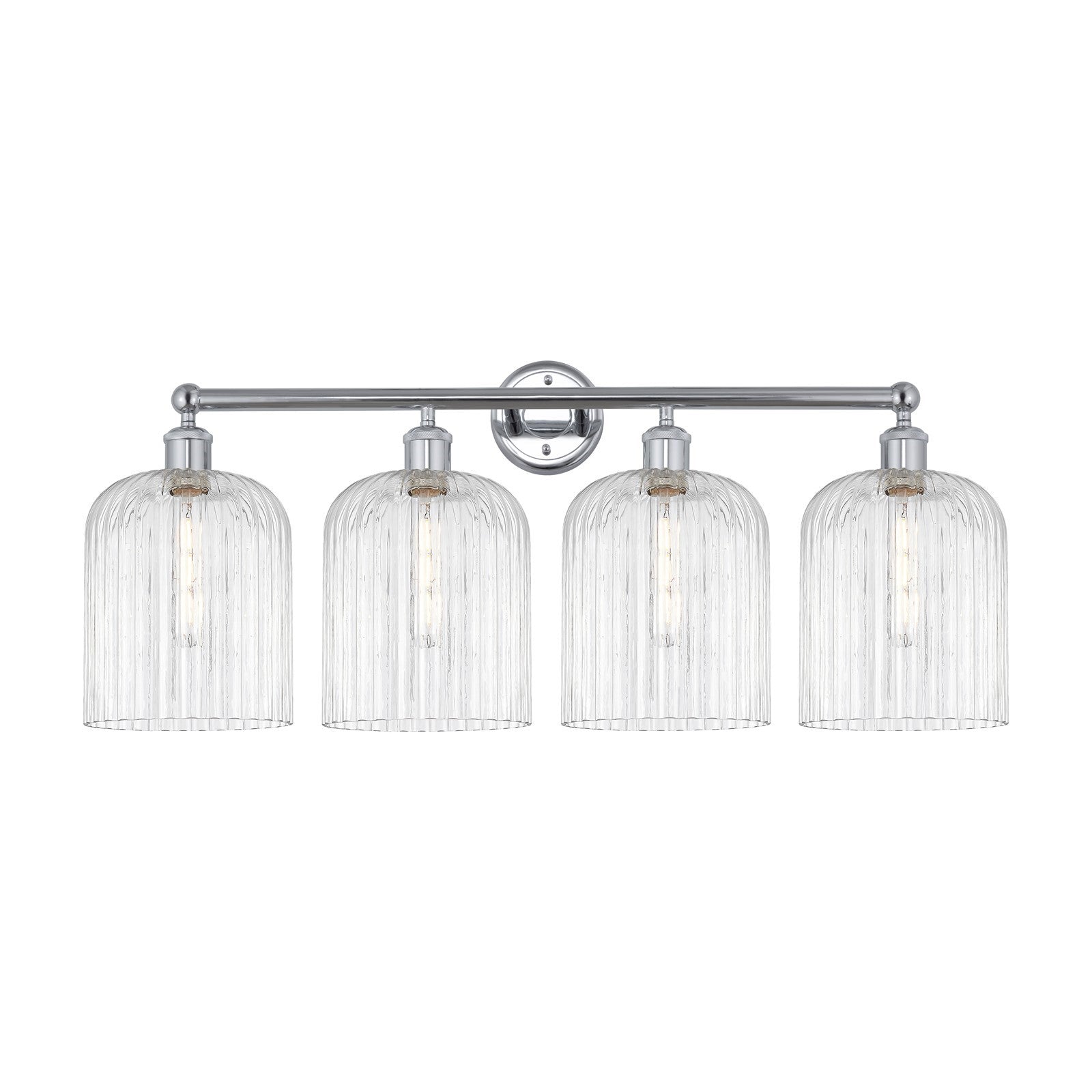 Innovations Bridal Veil 32in 4-Light Bath Vanity | Art Nouveau Industrial Polished Chrome and Clear Ribbed Glass | Bathroom & | Model 616-4W-PC-G559-8CL