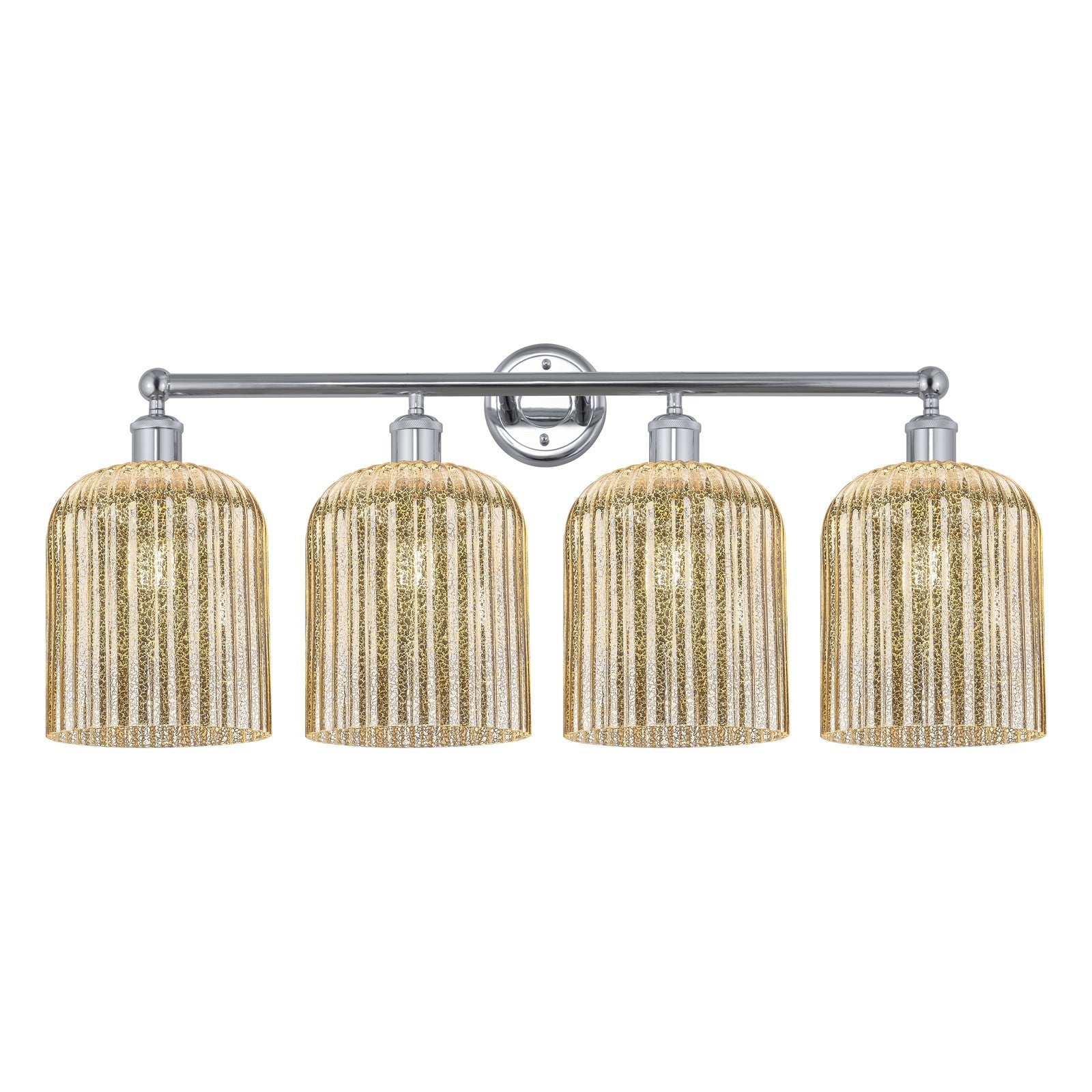 Innovations Bridal Veil 32in 4-Light Bath Vanity | Art Nouveau Polished Chrome and Mercury Ribbed Glass | Bathroom & Powder | Model 616-4W-PC-G559-8ME