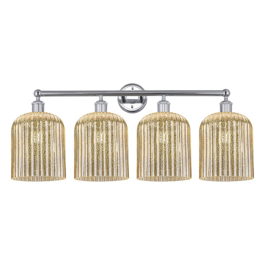 Innovations Bridal Veil 32in 4-Light Bath Vanity | Art Nouveau Polished Chrome and Mercury Ribbed Glass | Bathroom & Powder | Model 616-4W-PC-G559-8ME