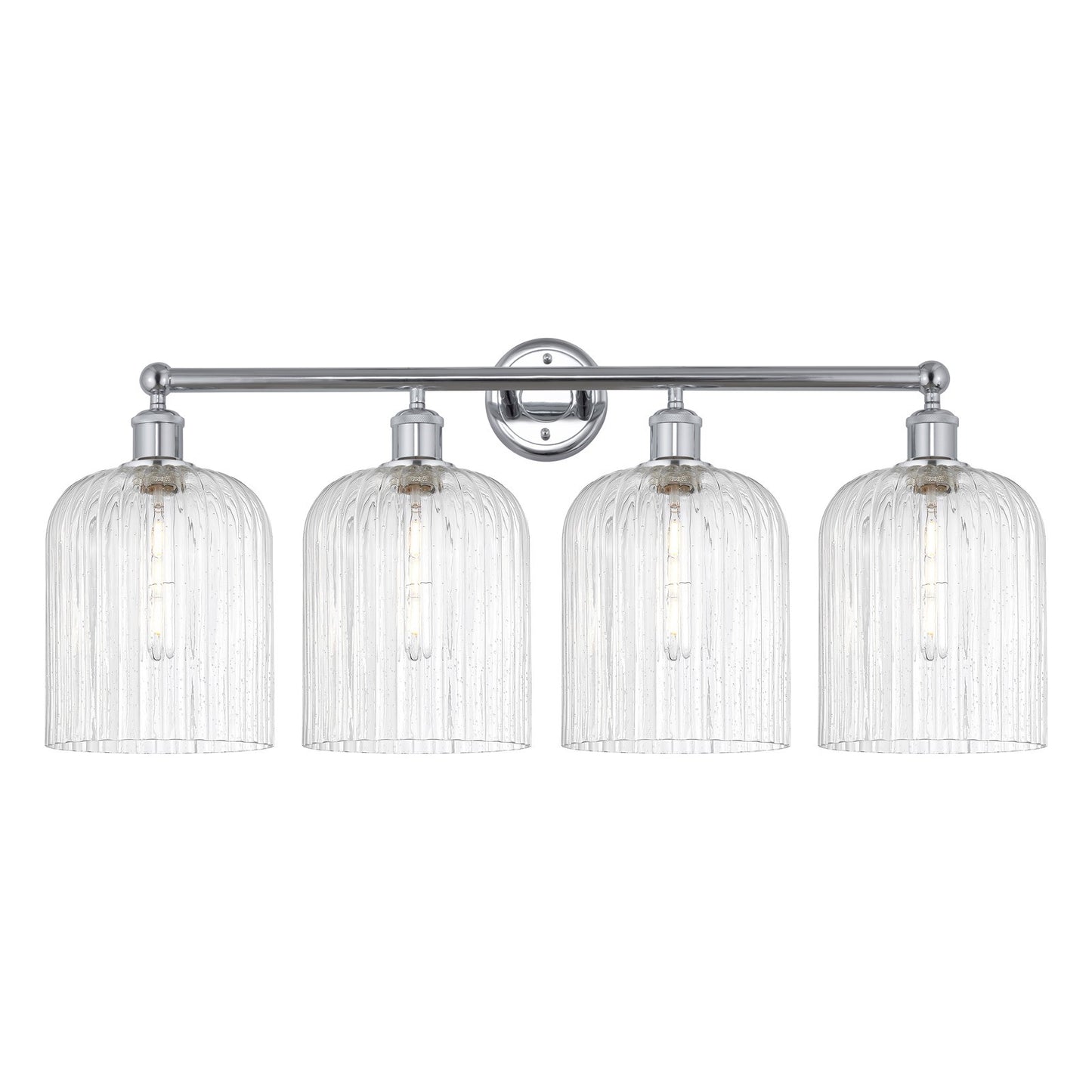 Innovations Bridal Veil 32in 4-Light Bath Vanity Light | Art Nouveau Industrial Polished Chrome and Seedy Ribbed Glass | Model 616-4W-PC-G559-8SDY