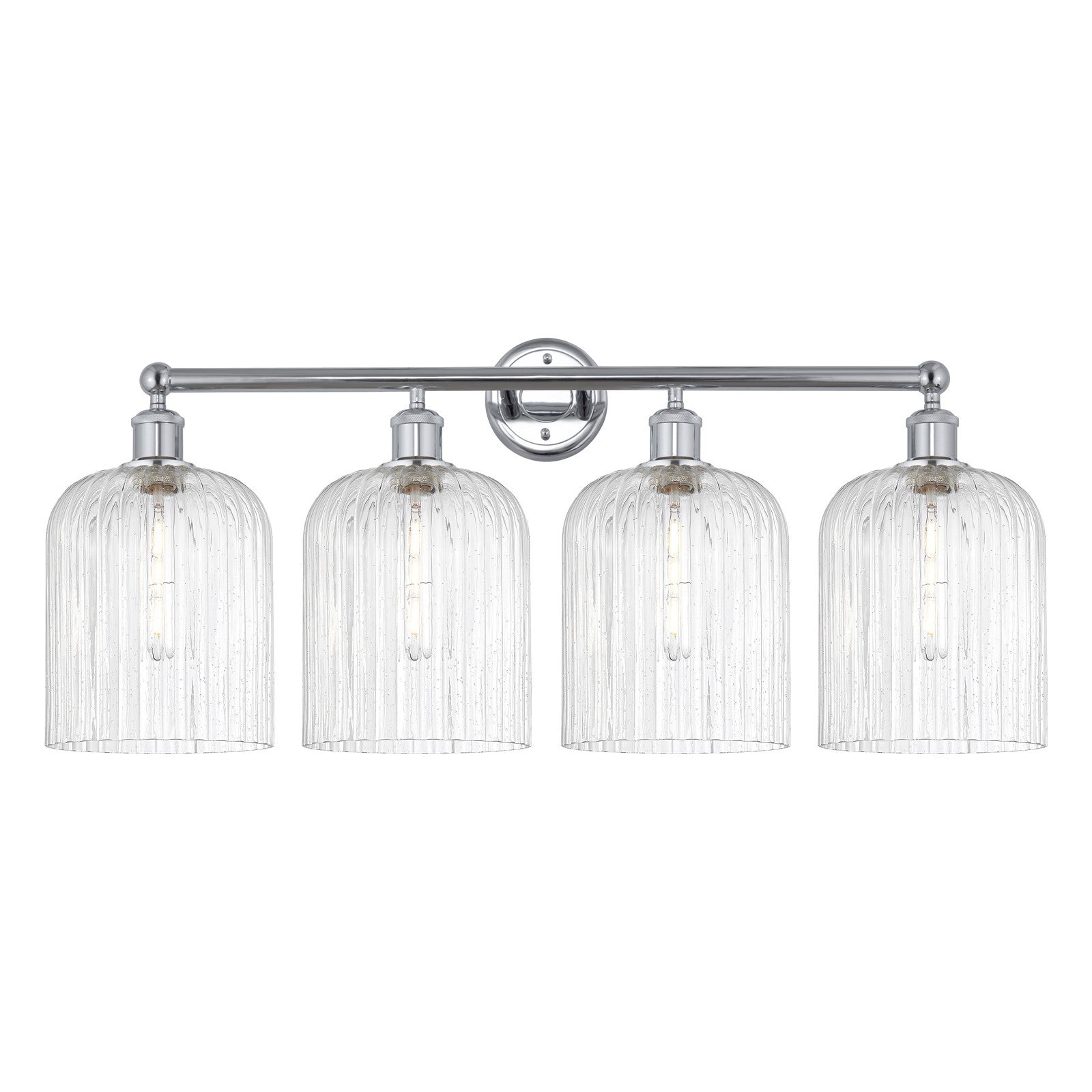 Innovations Bridal Veil 32in 4-Light Bath Vanity Light | Art Nouveau Industrial Polished Chrome and Seedy Ribbed Glass | Model 616-4W-PC-G559-8SDY