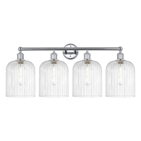 Innovations Bridal Veil 32in 4-Light Bath Vanity Light | Art Nouveau Industrial Polished Chrome and Seedy Ribbed Glass | Model 616-4W-PC-G559-8SDY