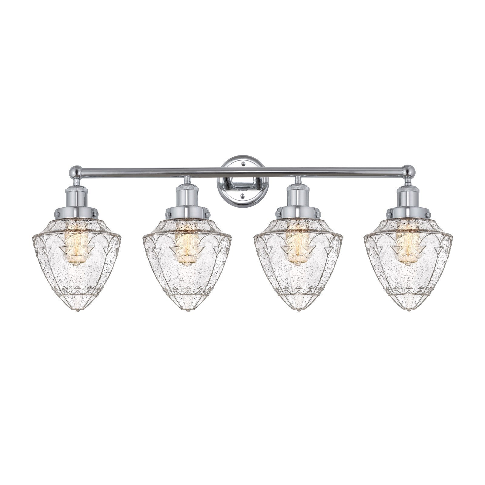 Innovations Bullet 34in 4-Light Bath Vanity Light | Industrial Polished Chrome Steel and Seedy Glass | Bathroom Vanity | 34 x | Model 616-4W-PC-G664-7