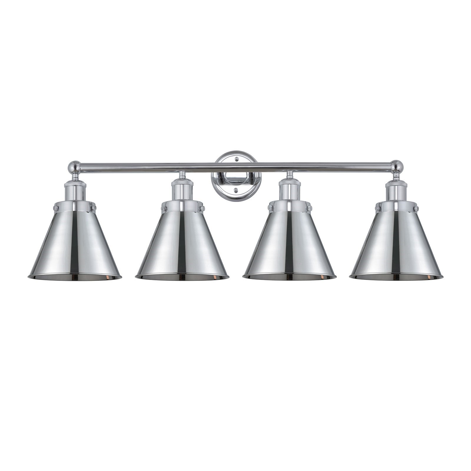 Innovations Appalachian 35in 4-Light Bath Vanity | Industrial Polished Chrome Steel and Cast Brass with Metal Cone Shades | Model 616-4W-PC-M13-PC