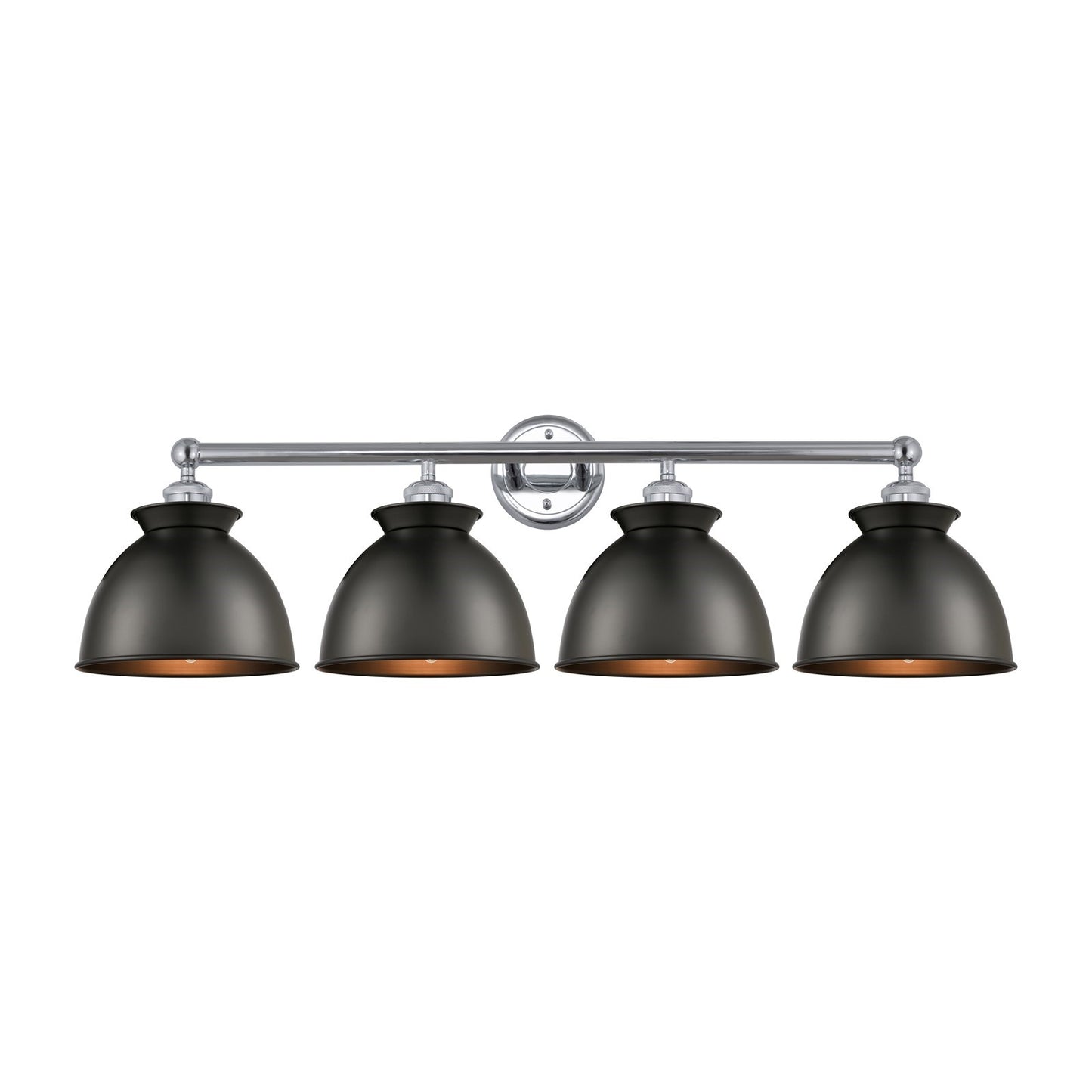 Innovations Adirondack 35in 4-Light Bath Vanity Light | Industrial Polished Chrome and Matte Black Metal | Damp-Rated Bathroom | Model 616-4W-PC-M14-BK