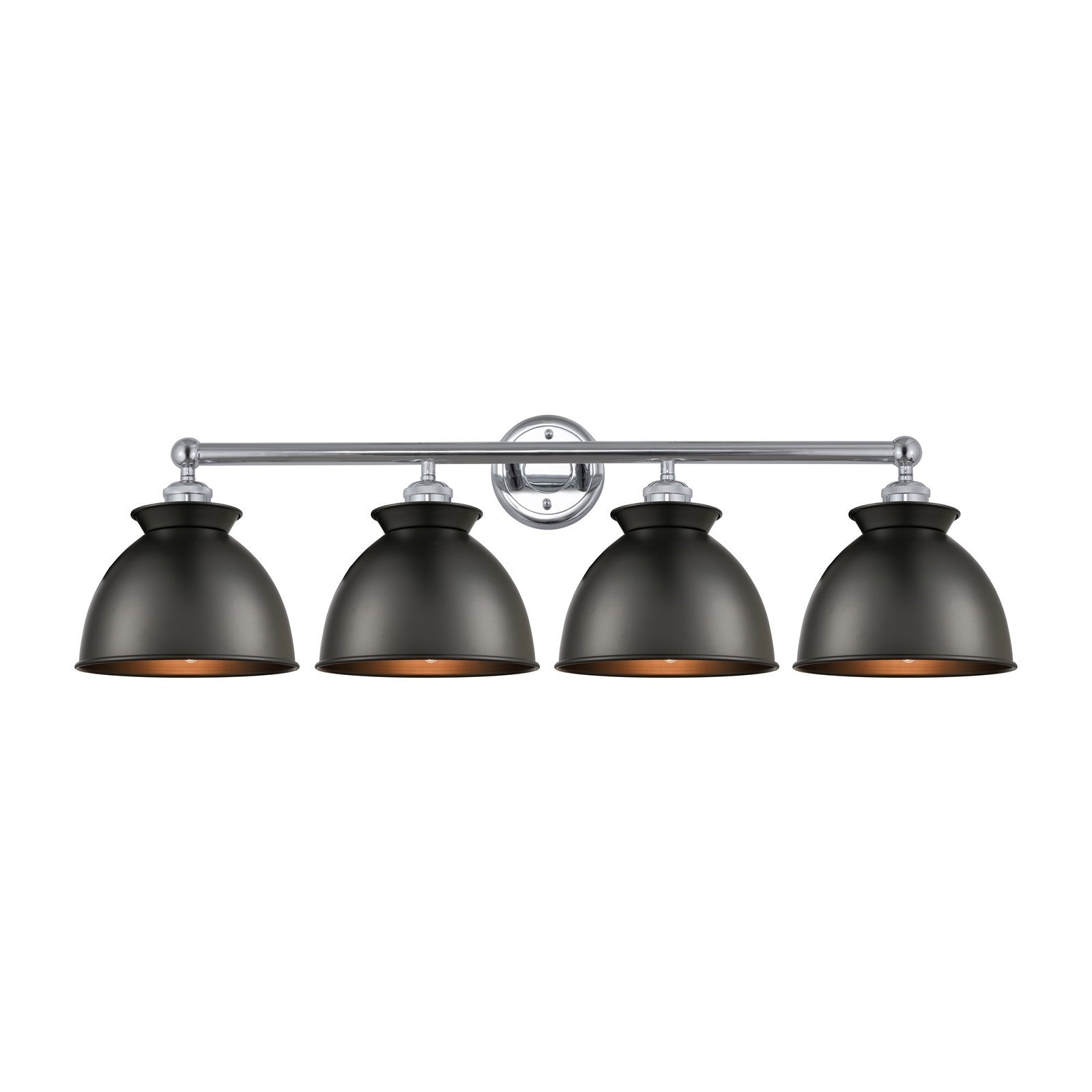 Innovations Adirondack 35in 4-Light Bath Vanity Light | Industrial Polished Chrome and Matte Black Metal | Damp-Rated Bathroom | Model 616-4W-PC-M14-BK