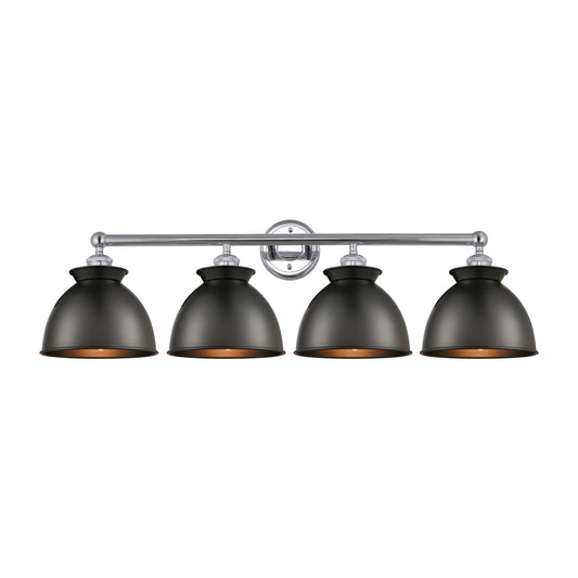Innovations Adirondack 35in 4-Light Bath Vanity Light | Industrial Polished Chrome and Matte Black Metal | Damp-Rated Bathroom | Model 616-4W-PC-M14-BK