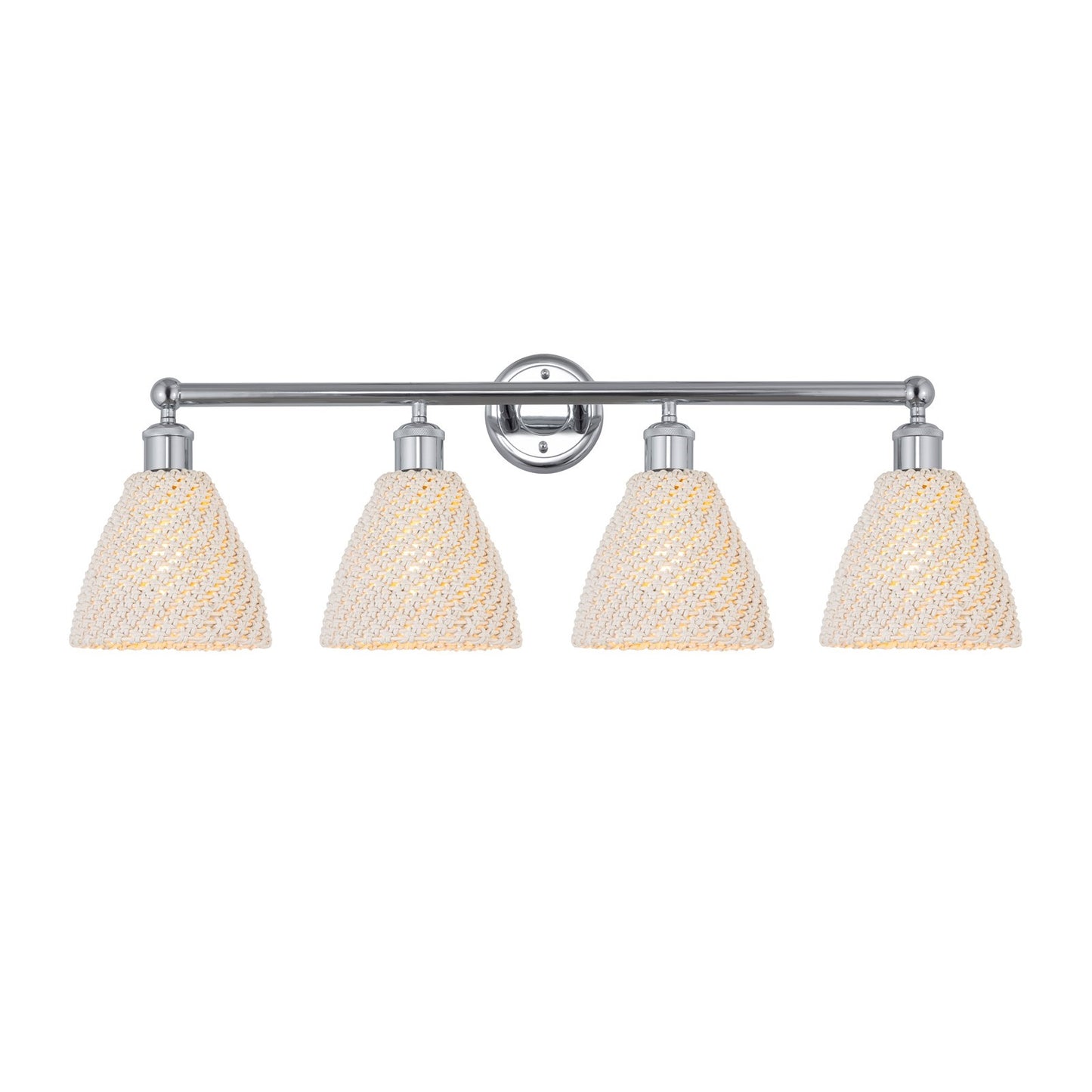Innovations Bristol Natural 35in 4-Light Bath Vanity Light | Industrial Polished Chrome Steel and Natural Fiber Shade | Model 616-4W-PC-NBD-75-NAT
