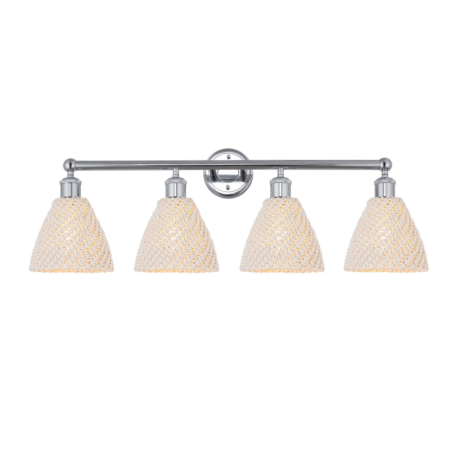 Innovations Bristol Natural 35in 4-Light Bath Vanity Light | Industrial Polished Chrome Steel and Natural Fiber Shade | Model 616-4W-PC-NBD-75-NAT