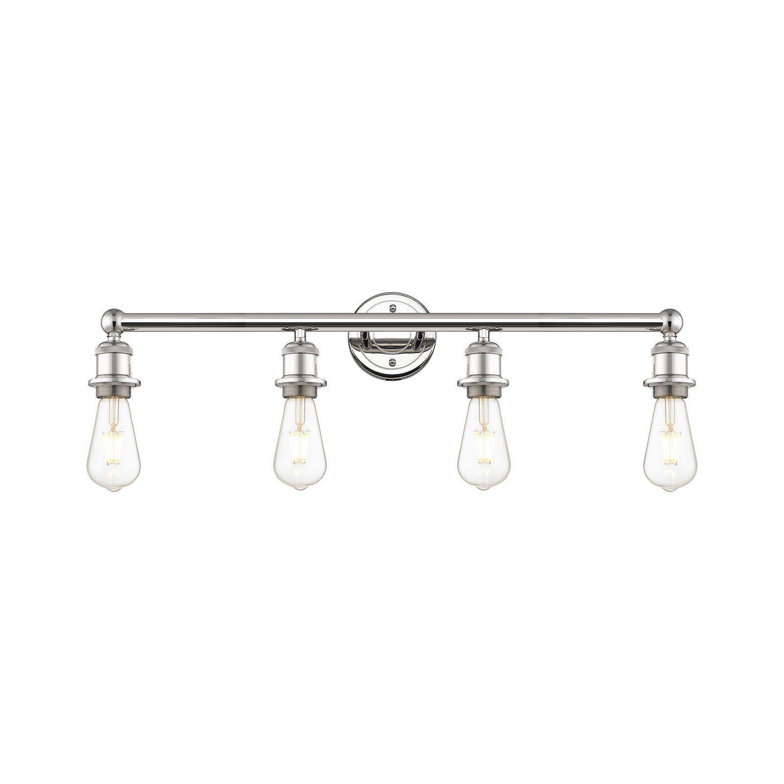 Innovations Edison 30in 4-Light Bath Vanity Light | Industrial Polished Nickel Steel and Cast Brass | Damp-Rated Bathroom Vanity | 30.38 | Model 616-4W-PN