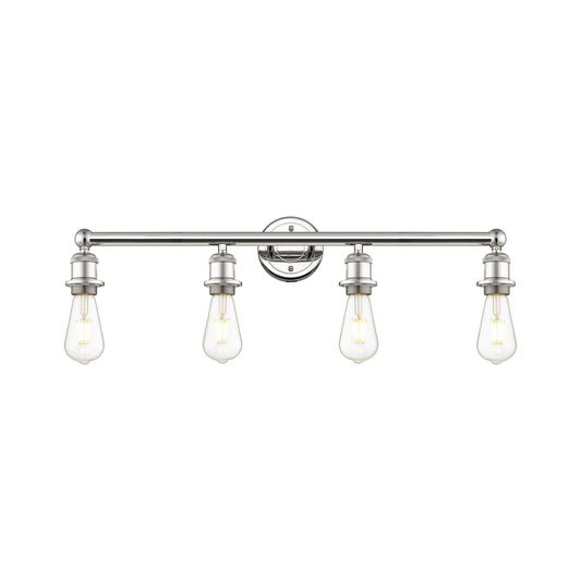 Innovations Edison 30in 4-Light Bath Vanity Light | Industrial Polished Nickel Steel and Cast Brass | Damp-Rated Bathroom Vanity | 30.38 | Model 616-4W-PN
