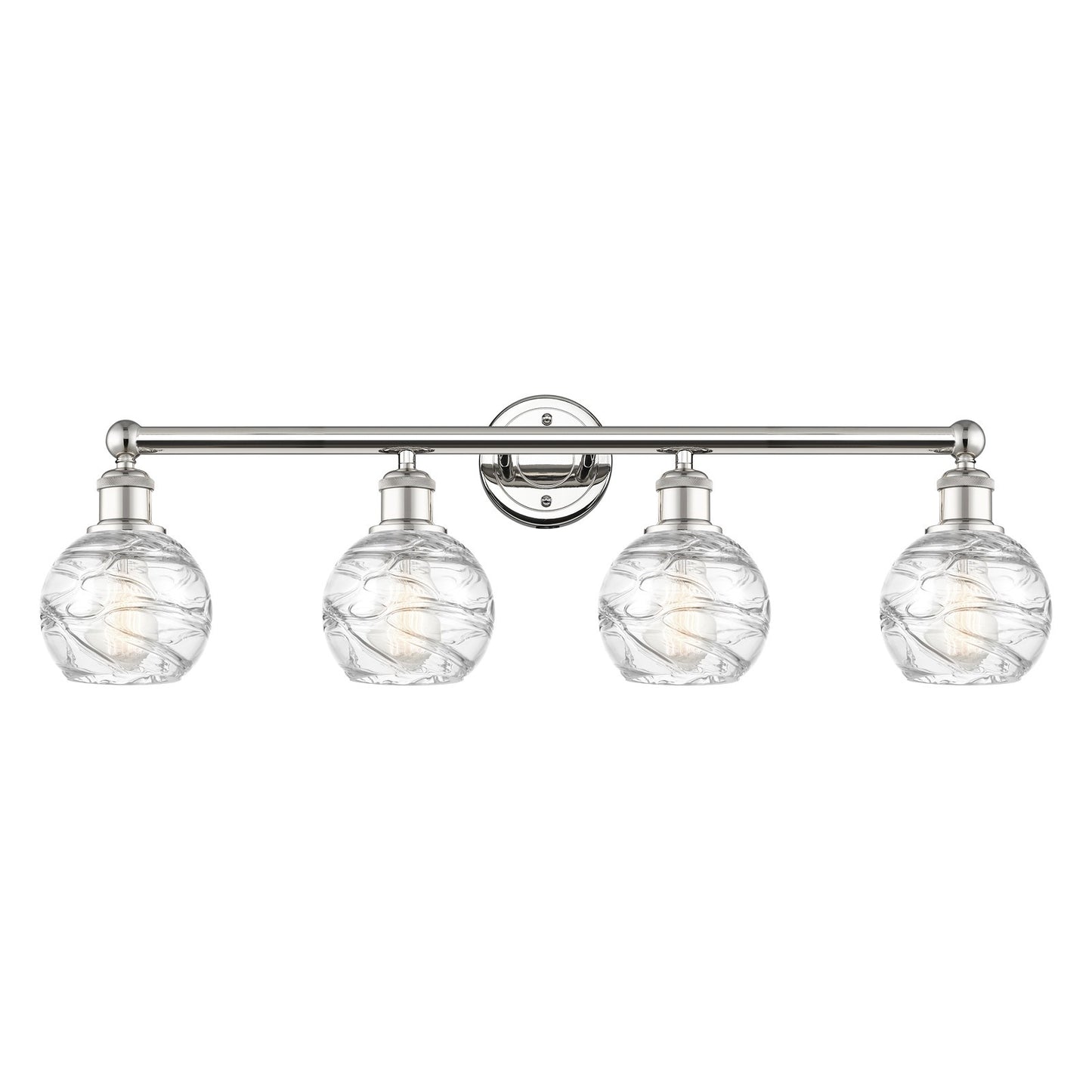 Innovations Athens Deco Swirl 33in 4-Light Bath Vanity Light | Industrial Polished Nickel and Clear Deco Swirl Glass | Model 616-4W-PN-G1213-6CL