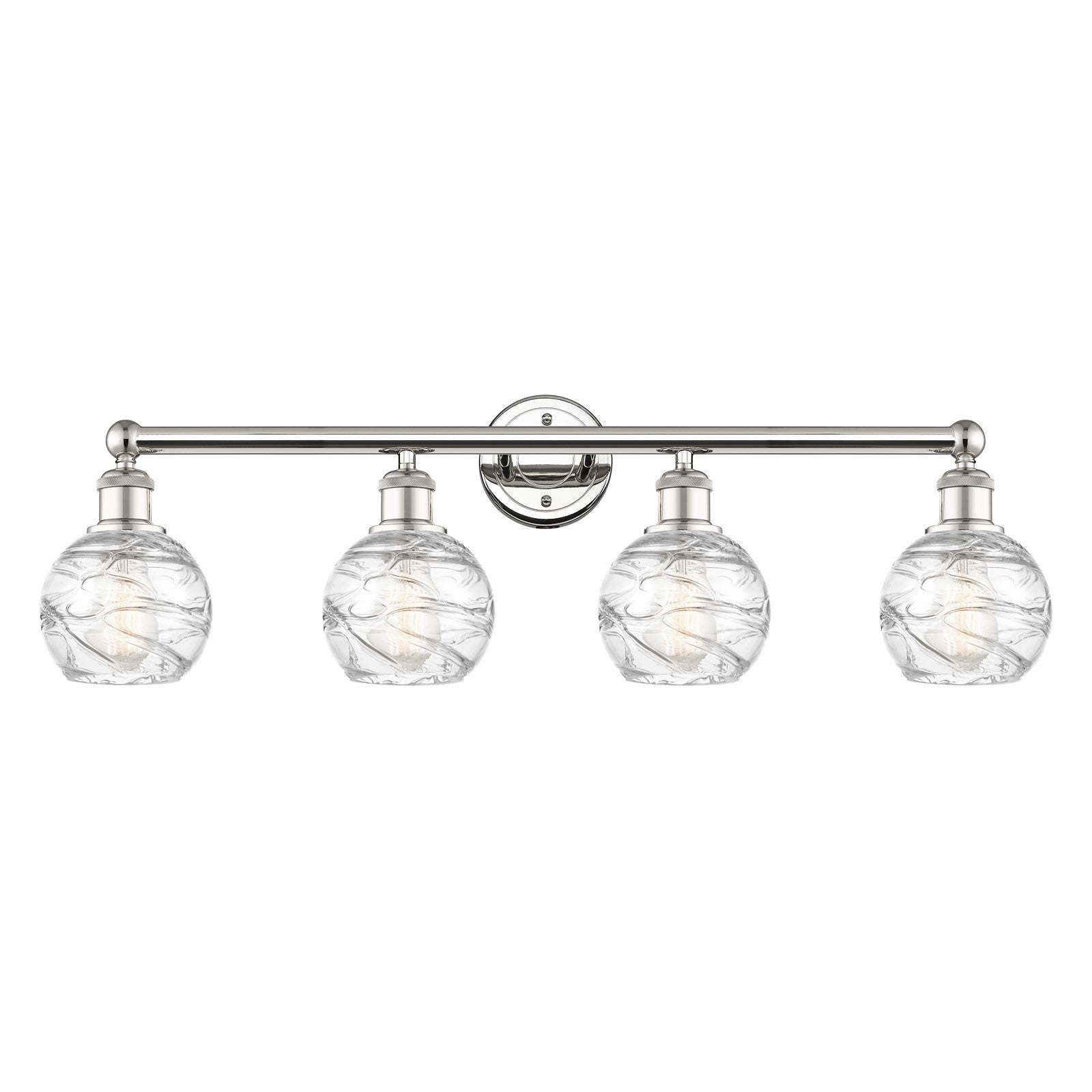 Innovations Athens Deco Swirl 33in 4-Light Bath Vanity Light | Industrial Polished Nickel and Clear Deco Swirl Glass | Model 616-4W-PN-G1213-6CL