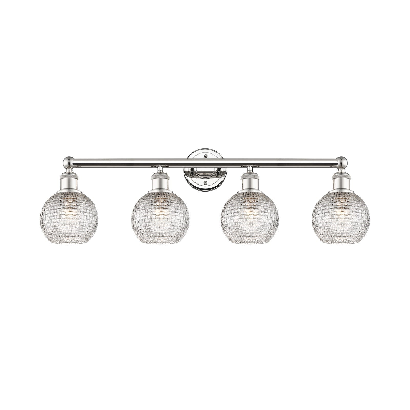 Innovations Athens 33in 4-Light Bath Vanity Light | Polished Nickel Steel and Clear Basket Weave Glass | Modern Farmhouse | Model 616-4W-PN-G122C-6CL