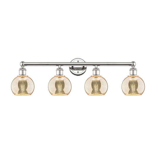 Innovations Athens 33in 4-Light Bath Vanity | Industrial Polished Nickel Steel and Mercury Glass | Bathroom Vanity | 32.88 x 7.44 | Model 616-4W-PN-G128-6