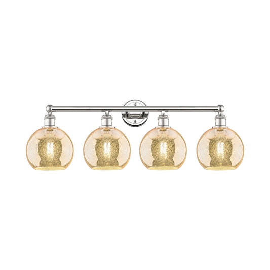 Innovations Athens 35in 4-Light Bath Vanity Light | Industrial Polished Nickel and Mercury Glass | Bathroom Vanity & Powder Room | Model 616-4W-PN-G128-8