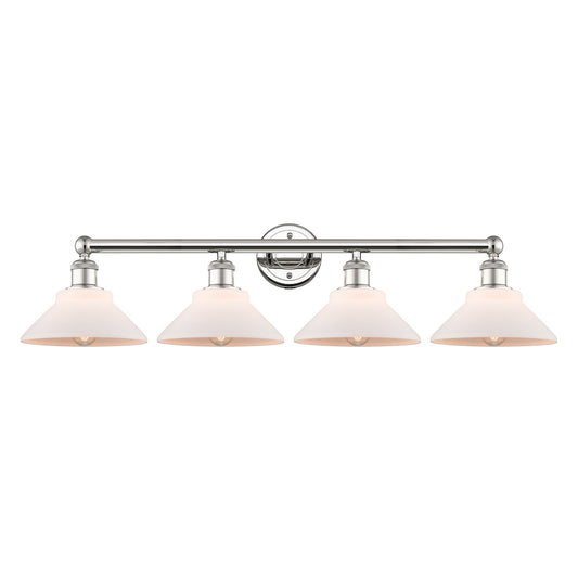 Innovations Orwell 35in 4-Light Bath Vanity Light | Industrial Polished Nickel Steel and Matte White Glass | Bathroom Vanity | Model 616-4W-PN-G131