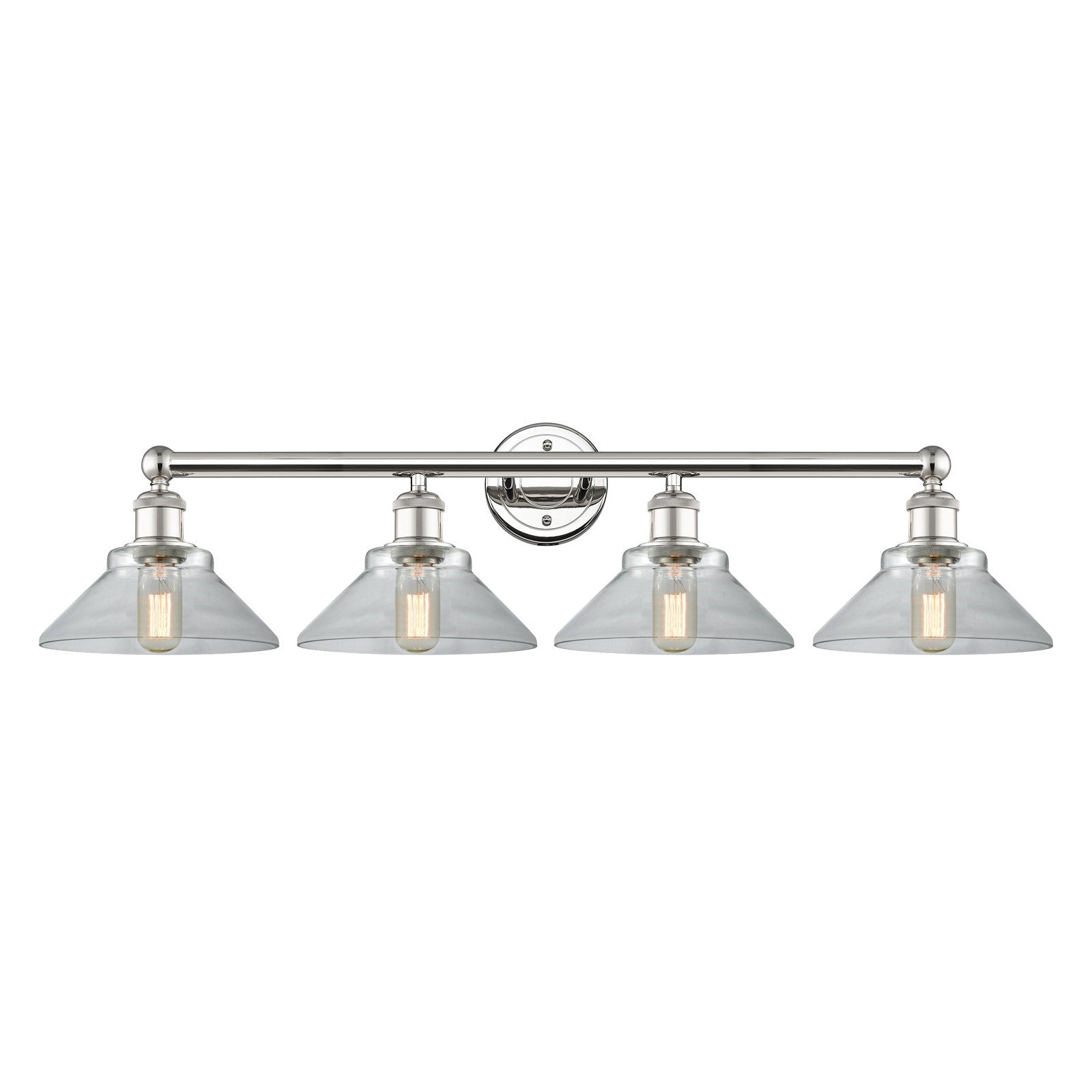 Innovations Orwell 35in 4-Light Bath Vanity Light | Industrial Polished Nickel Steel and Clear Glass | Bathroom Vanity | 35.38 x | Model 616-4W-PN-G132