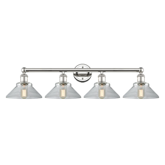 Innovations Orwell 35in 4-Light Bath Vanity Light | Industrial Polished Nickel Steel and Clear Glass | Bathroom Vanity | 35.38 x | Model 616-4W-PN-G132