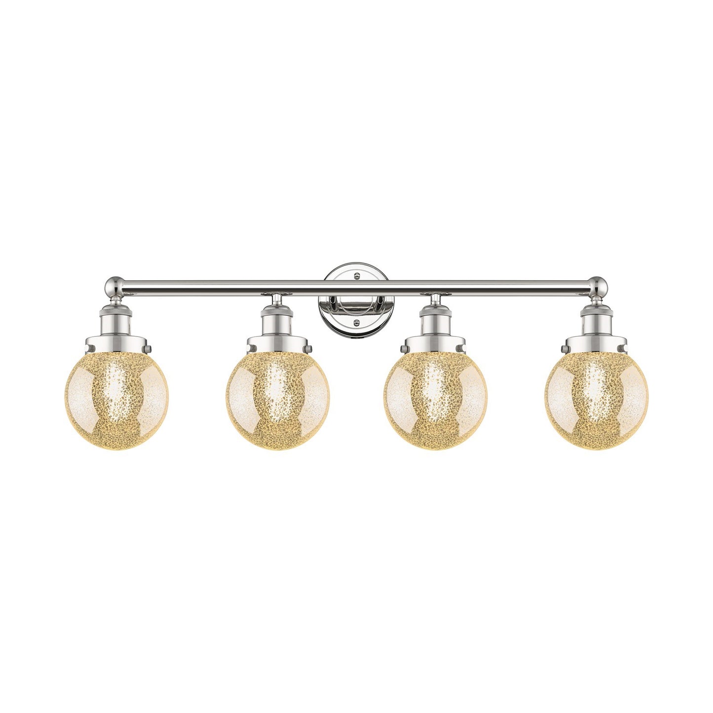 Innovations Beacon 33in 4-Light Bath Vanity Light | Art Nouveau Polished Nickel Steel and Mercury Glass | Bathroom Vanity | 33 x | Model 616-4W-PN-G208-6