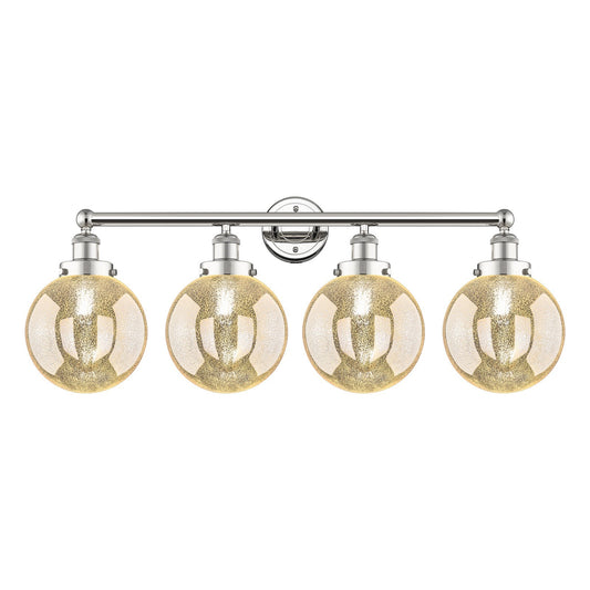 Innovations Beacon 35in 4-Light Bath Vanity Light | Industrial Polished Nickel Steel and Mercury Glass | Bathroom Vanity | 35 x | Model 616-4W-PN-G208-8