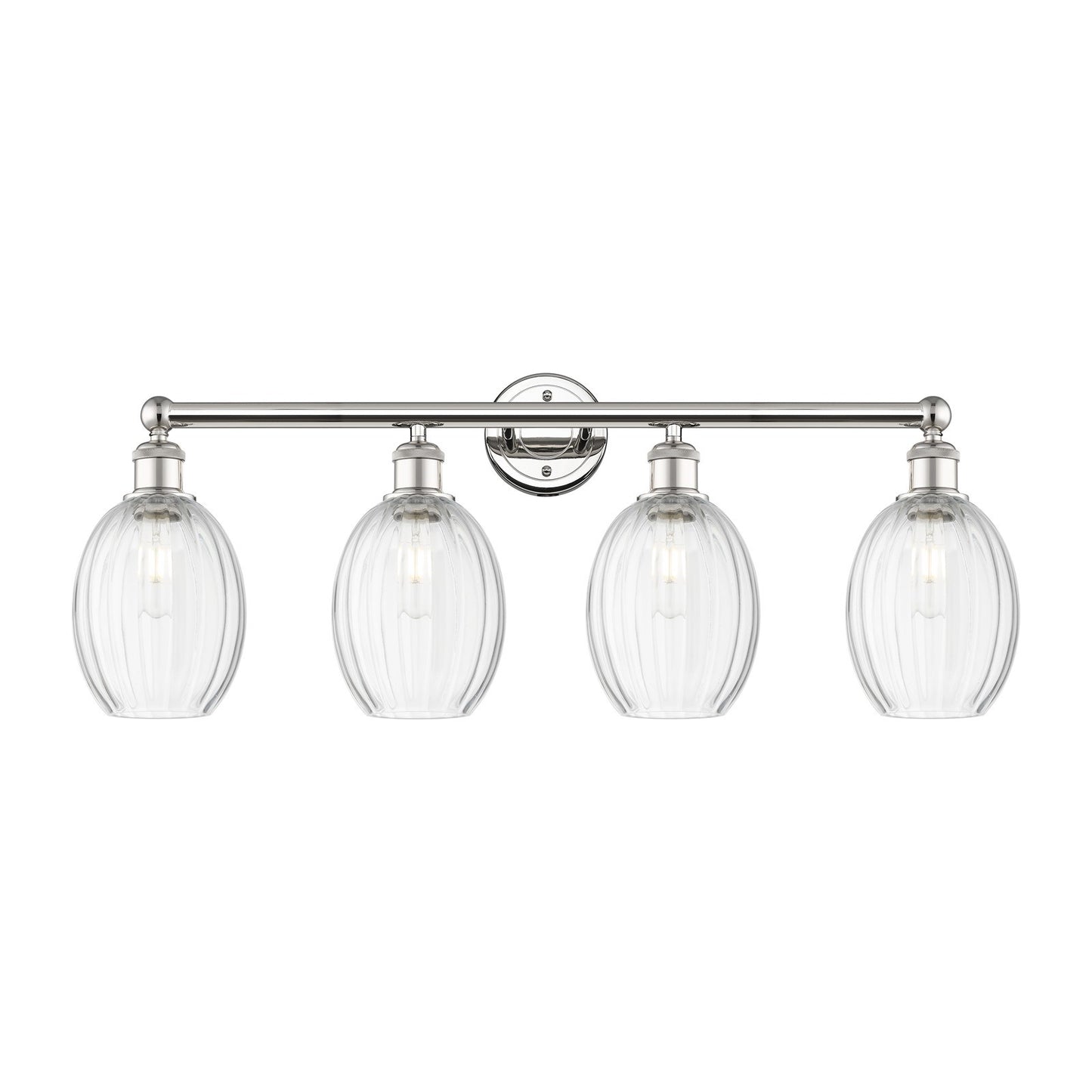 Innovations Preston Bulb 33in 4-Light Bath Vanity Light | Industrial Polished Nickel and Clear Glass | Bathroom Vanity | 33.25 | Model 616-4W-PN-G459-6CL