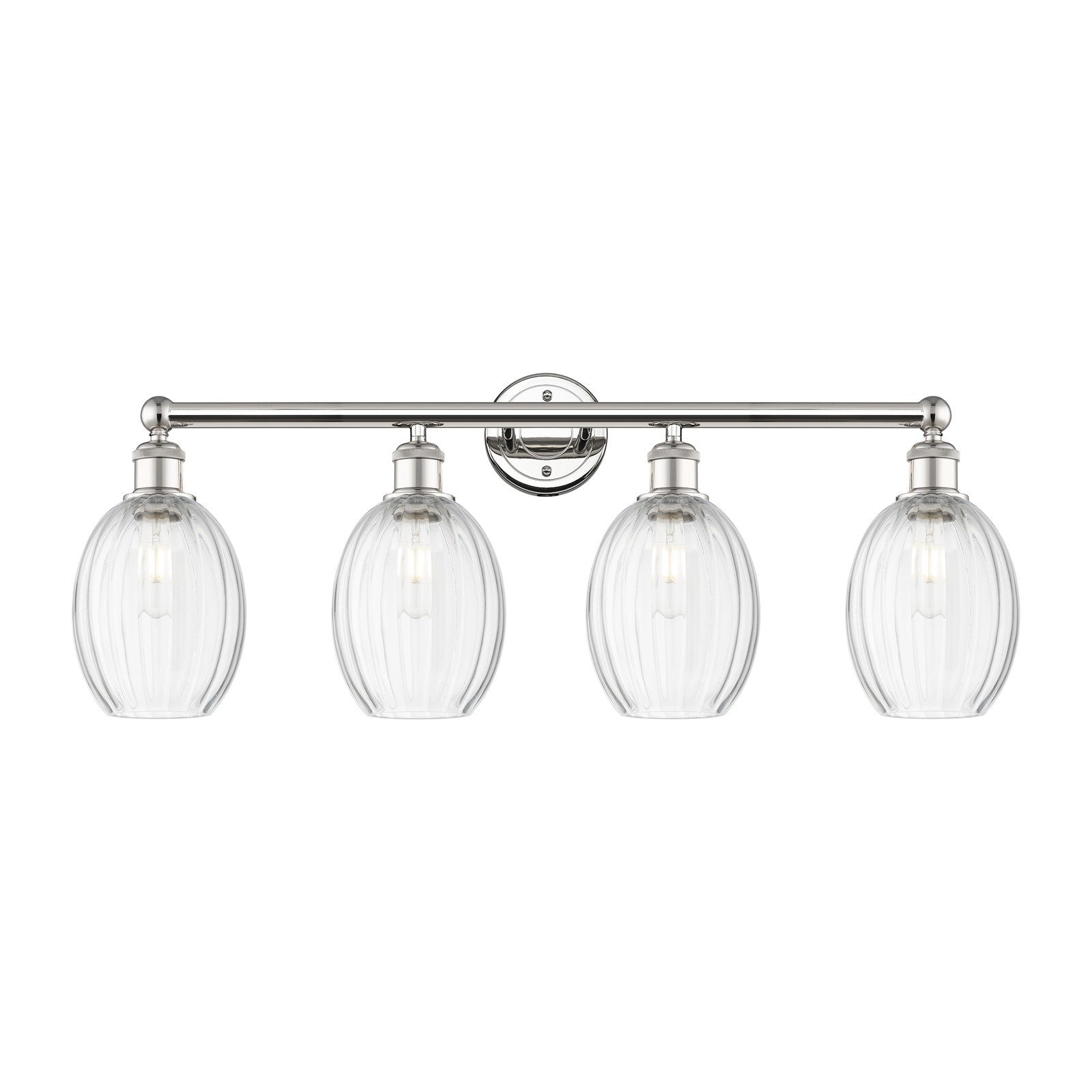 Innovations Preston Bulb 33in 4-Light Bath Vanity Light | Industrial Polished Nickel and Clear Glass | Bathroom Vanity | 33.25 | Model 616-4W-PN-G459-6CL