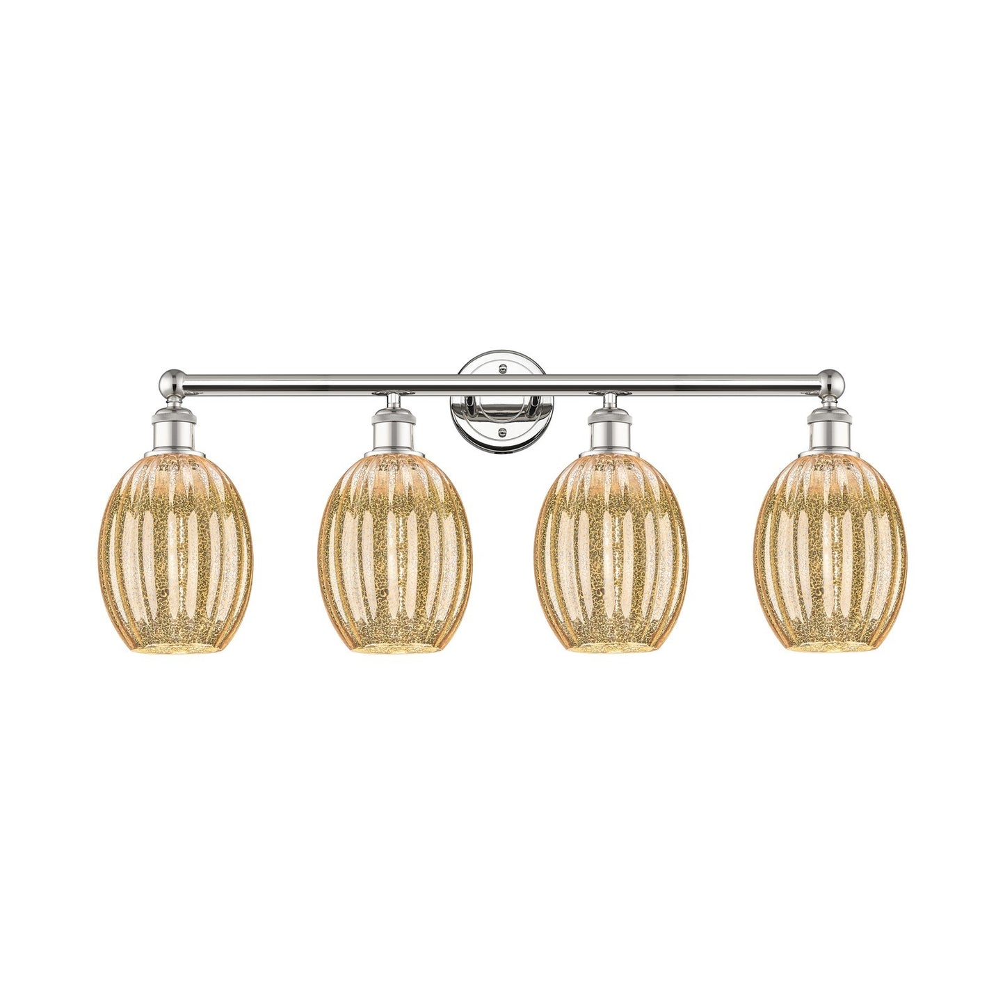 Innovations Preston Bulb 33in 4-Light Bath Vanity Light | Industrial Modern Contempo Polished Nickel Steel and Mercury Glass | Model 616-4W-PN-G459-6ME