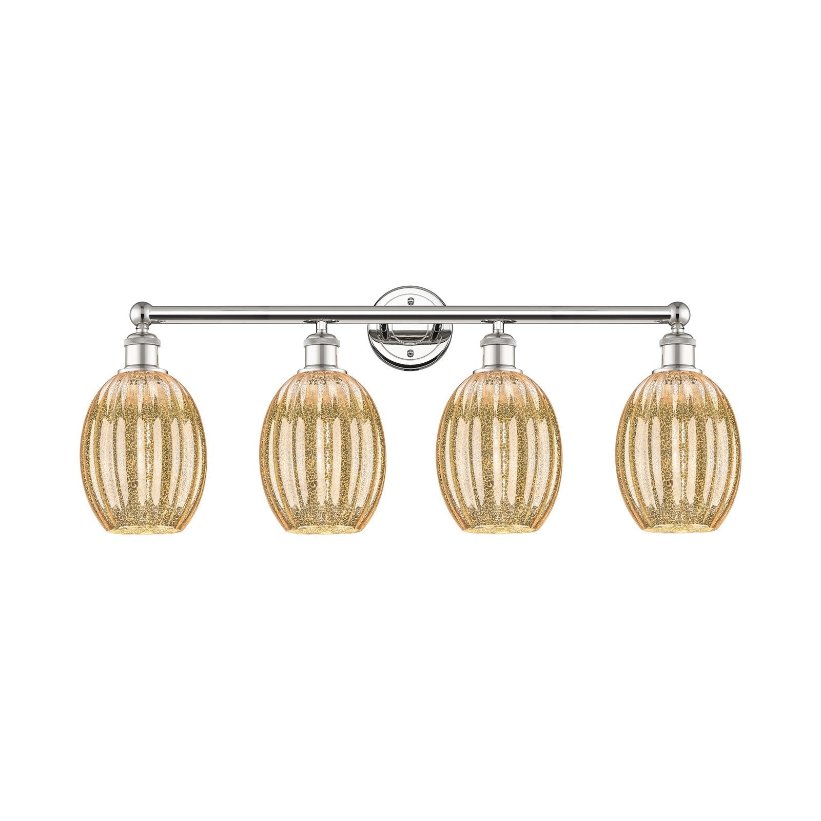 Innovations Preston Bulb 33in 4-Light Bath Vanity Light | Industrial Modern Contempo Polished Nickel Steel and Mercury Glass | Model 616-4W-PN-G459-6ME