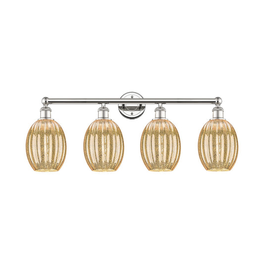 Innovations Preston Bulb 33in 4-Light Bath Vanity Light | Industrial Modern Contempo Polished Nickel Steel and Mercury Glass | Model 616-4W-PN-G459-6ME