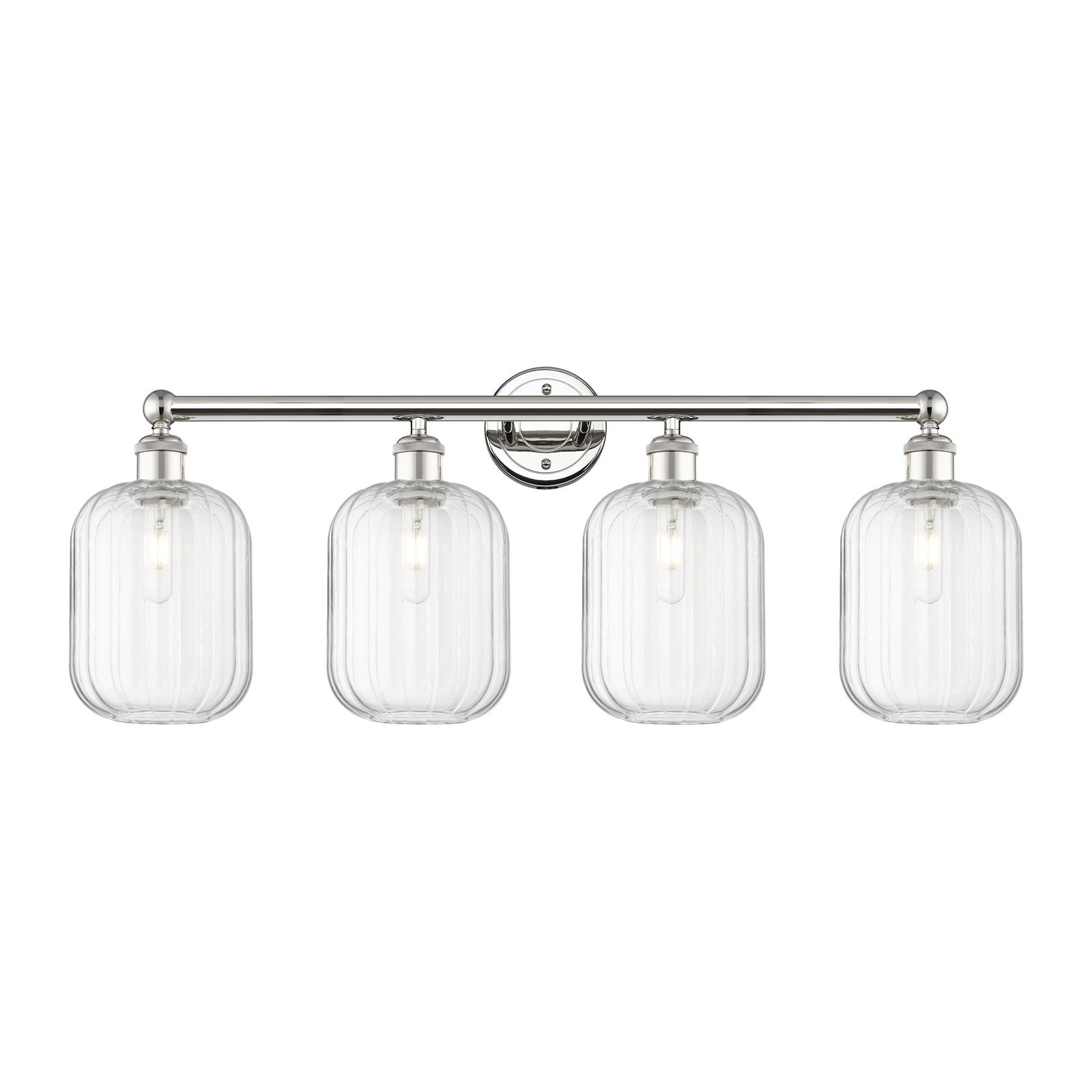 Innovations Preston Cylinder 34in 4-Light Bath Vanity Light | Industrial Modern Polished Nickel and Clear Glass | Bathroom | Model 616-4W-PN-G460-7CL