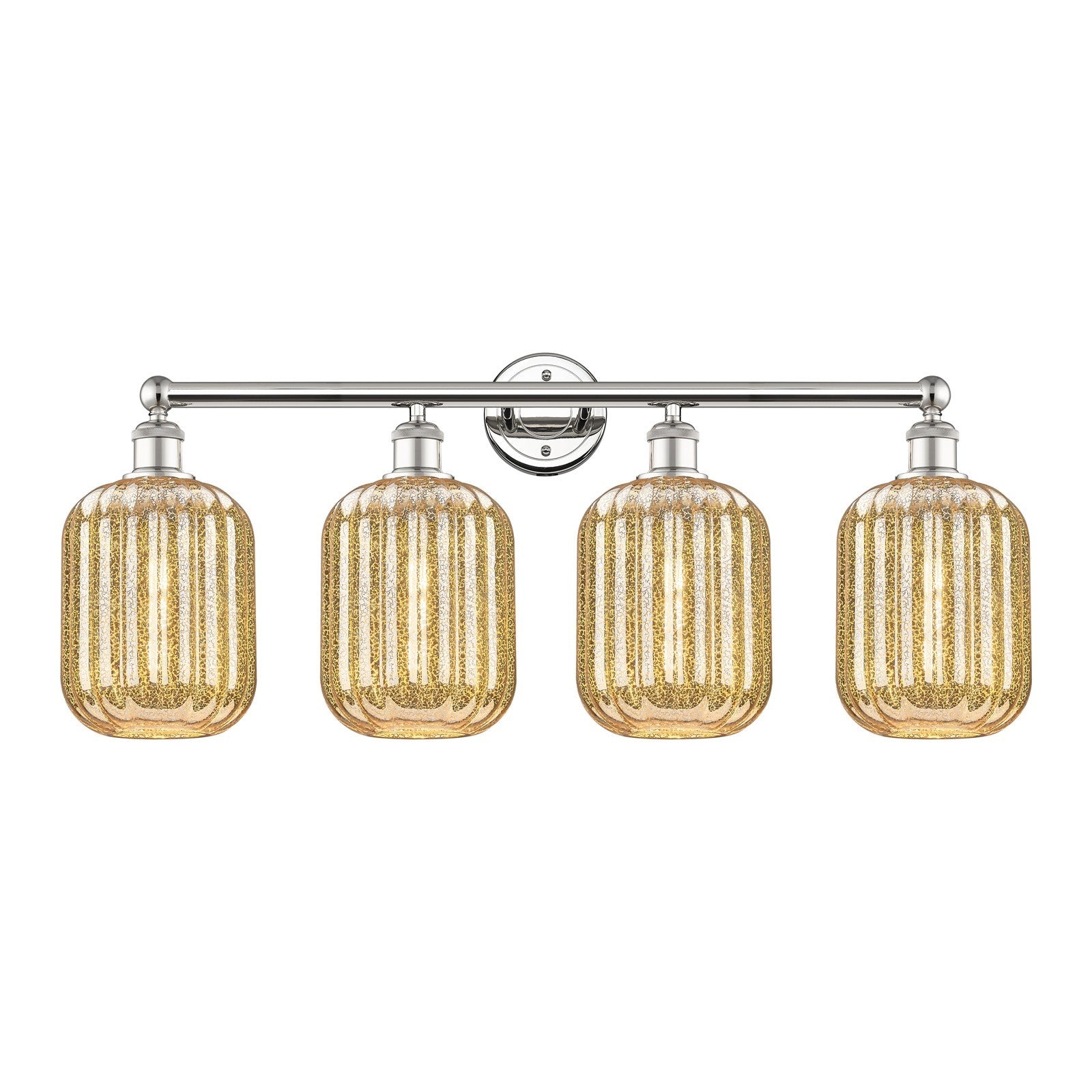 Innovations Preston Cylinder 34in 4-Light Bath Vanity Light | Industrial Polished Nickel and Mercury Glass | Bathroom Vanity | Model 616-4W-PN-G460-7ME