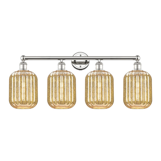 Innovations Preston Cylinder 34in 4-Light Bath Vanity Light | Industrial Polished Nickel and Mercury Glass | Bathroom Vanity | Model 616-4W-PN-G460-7ME