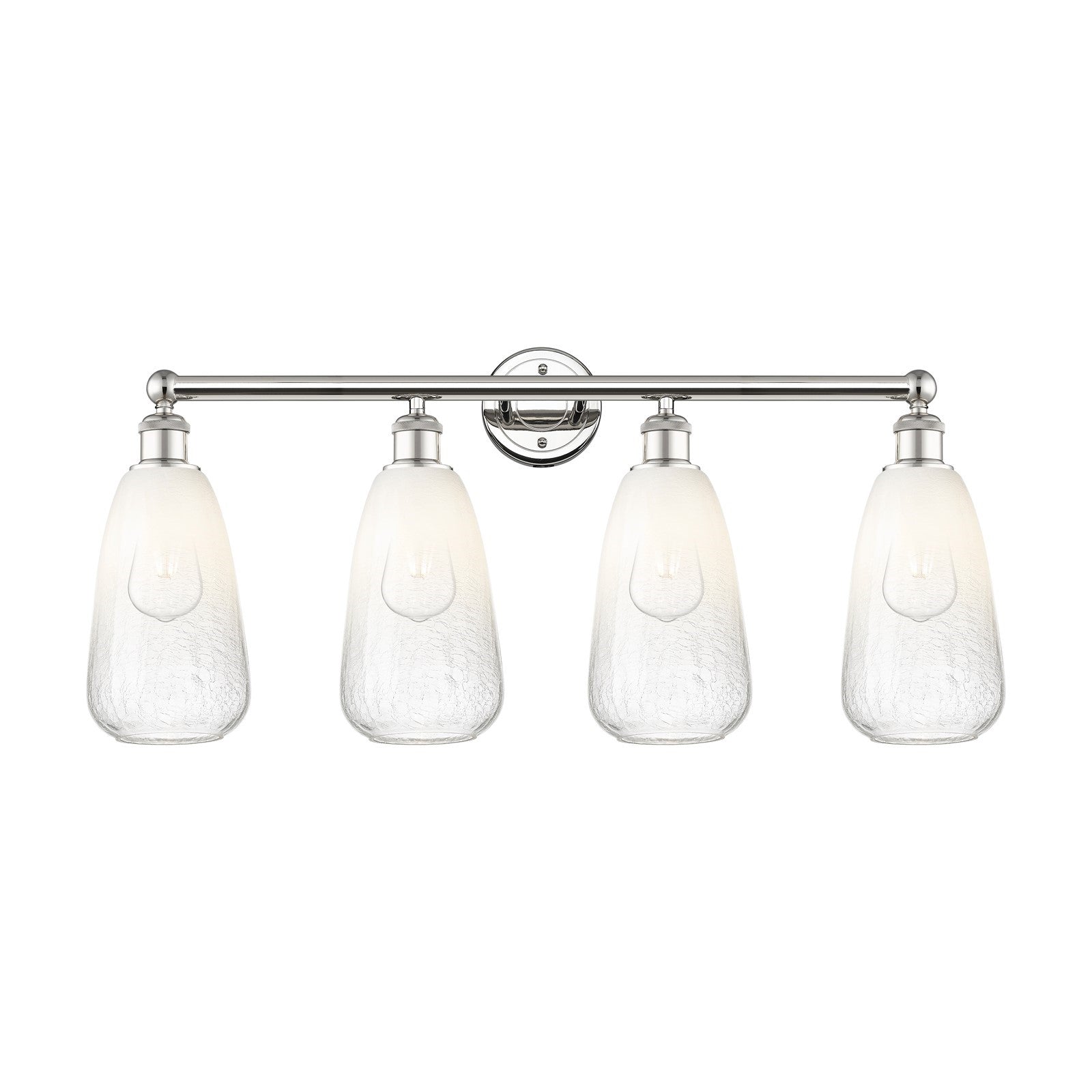 Innovations Brookhaven Almond 33in 4-Light Bath Vanity Light | Industrial Polished Nickel Steel and Opal Glass | Bathroom | Model 616-4W-PN-G480-6OP