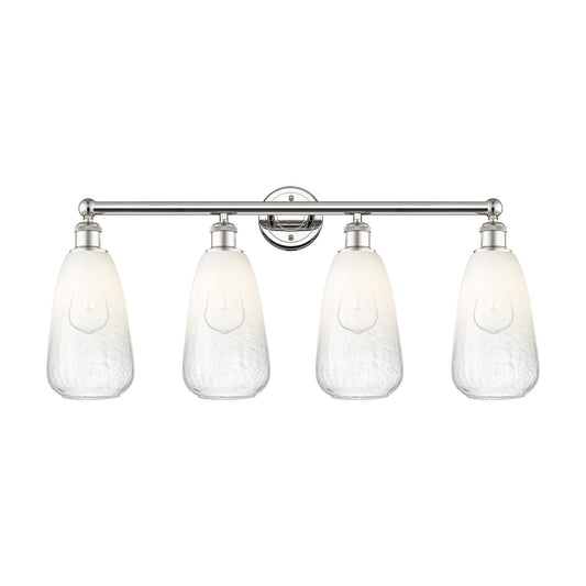 Innovations Brookhaven Almond 33in 4-Light Bath Vanity Light | Industrial Polished Nickel Steel and Opal Glass | Bathroom | Model 616-4W-PN-G480-6OP