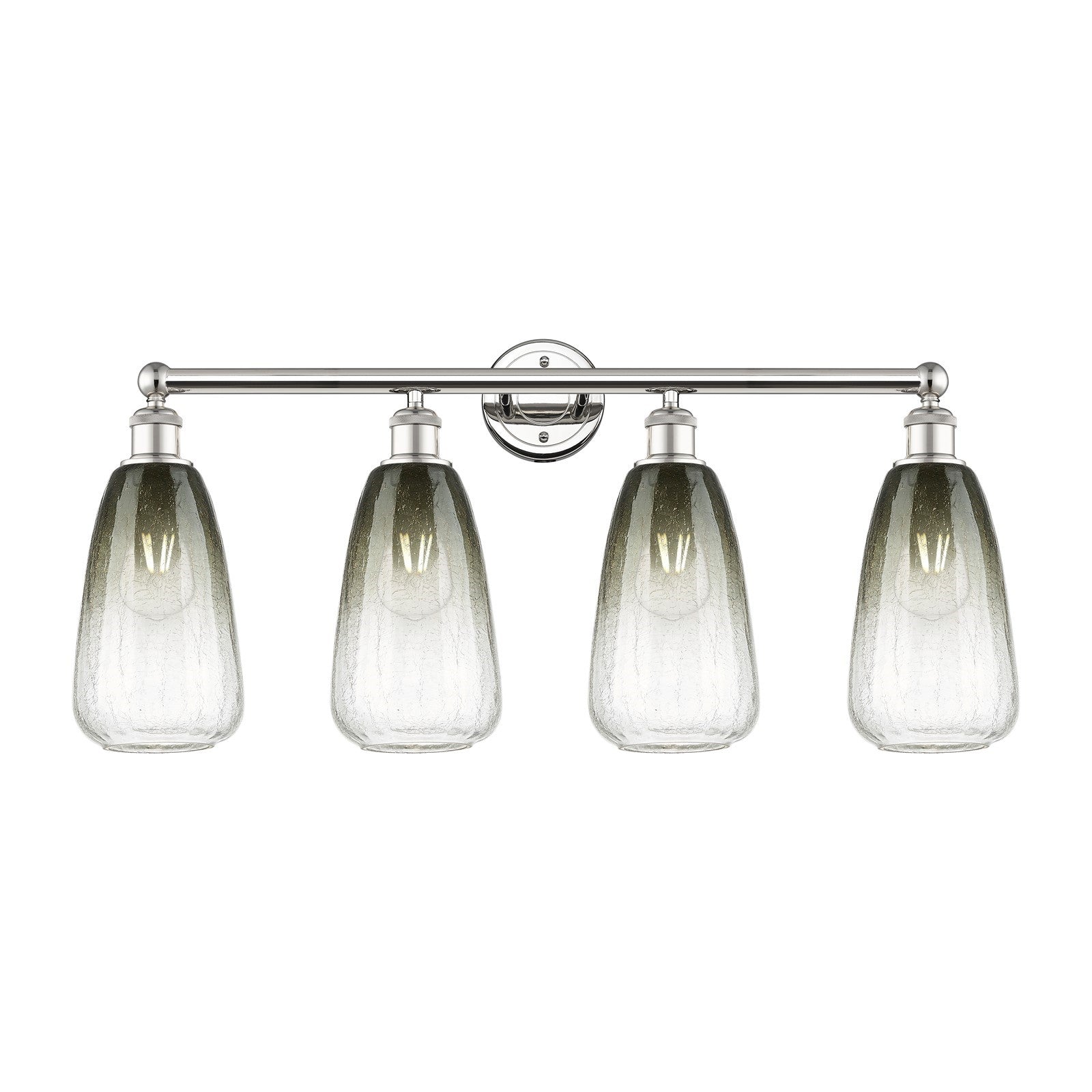 Innovations Brookhaven Almond 33in 4-Light Bath Vanity Light | Industrial Polished Nickel Steel and Slate Glass | Bathroom | Model 616-4W-PN-G480-6SL