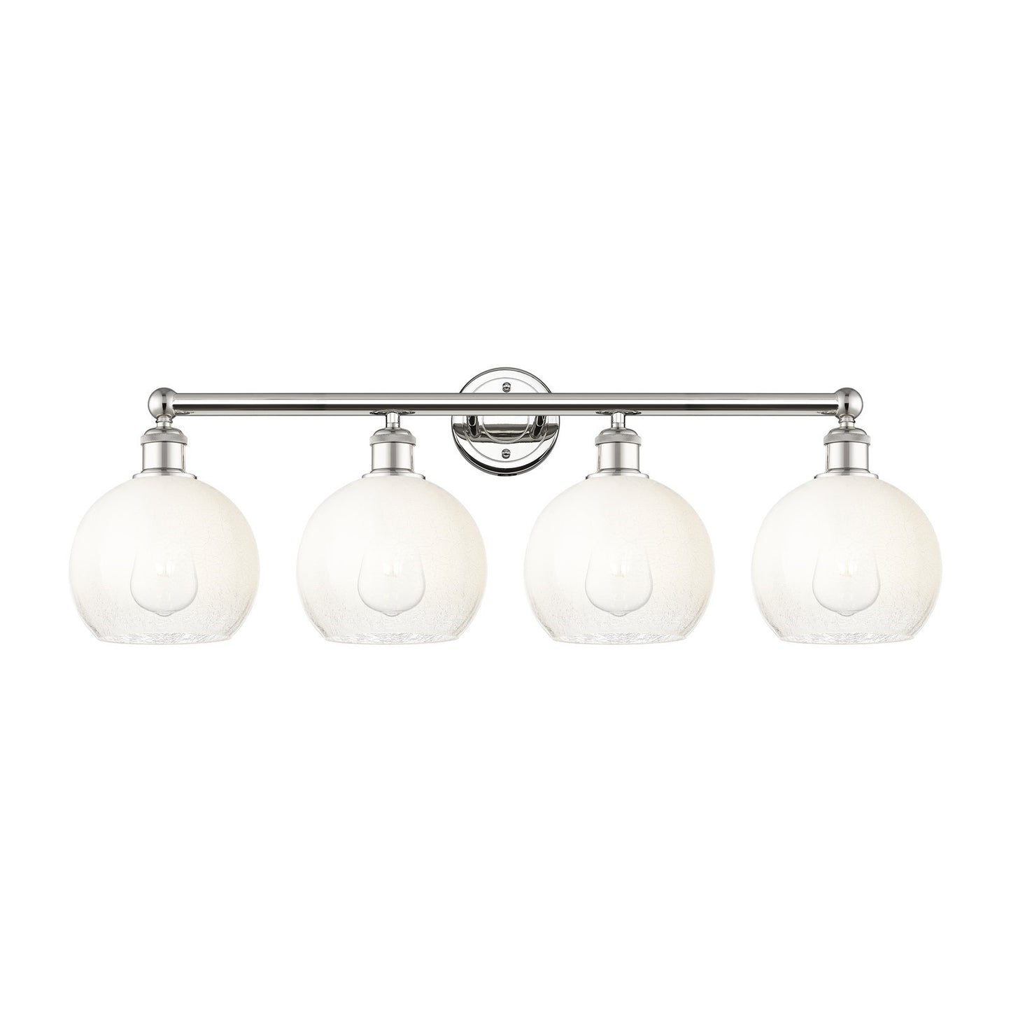 Innovations Brookhaven Globe 35in 4-Light Bath Vanity Light | Industrial Polished Nickel and Opal Glass | Bathroom Vanity | Model 616-4W-PN-G483-8OP