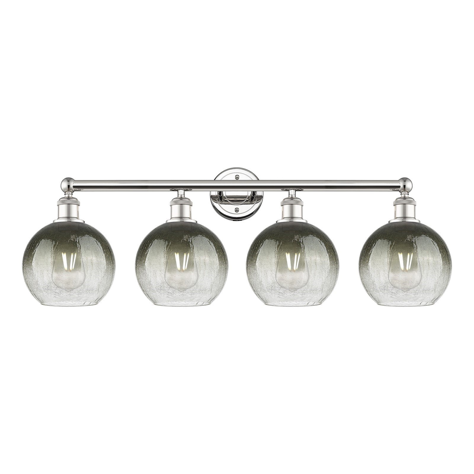Innovations Brookhaven Globe 35in 4-Light Bath Vanity Light | Industrial Polished Nickel Steel and Slate Glass | Bathroom | Model 616-4W-PN-G483-8SL