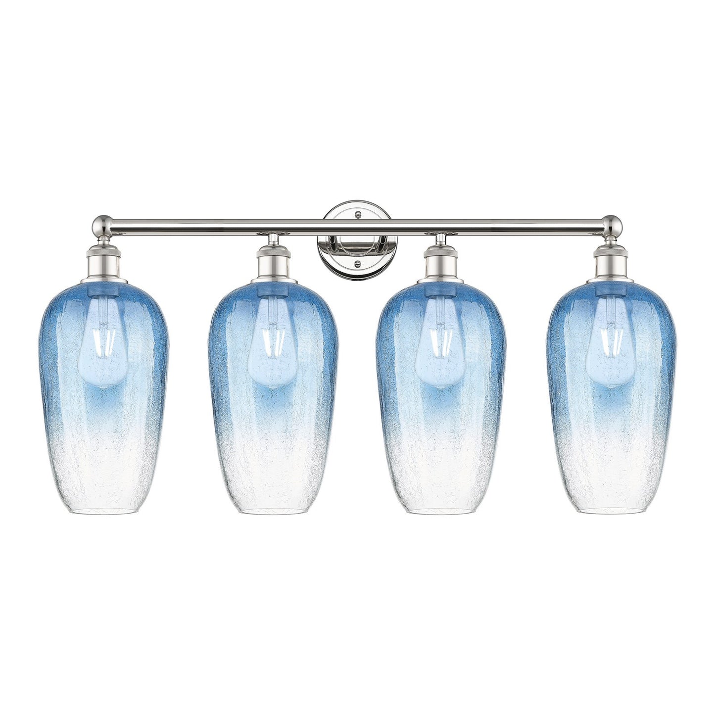 Innovations Brookhaven Flute 34in 4-Light Bath Vanity Light | Industrial Modern Contempo Polished Nickel Steel and Sapphire | Model 616-4W-PN-G484-7SB