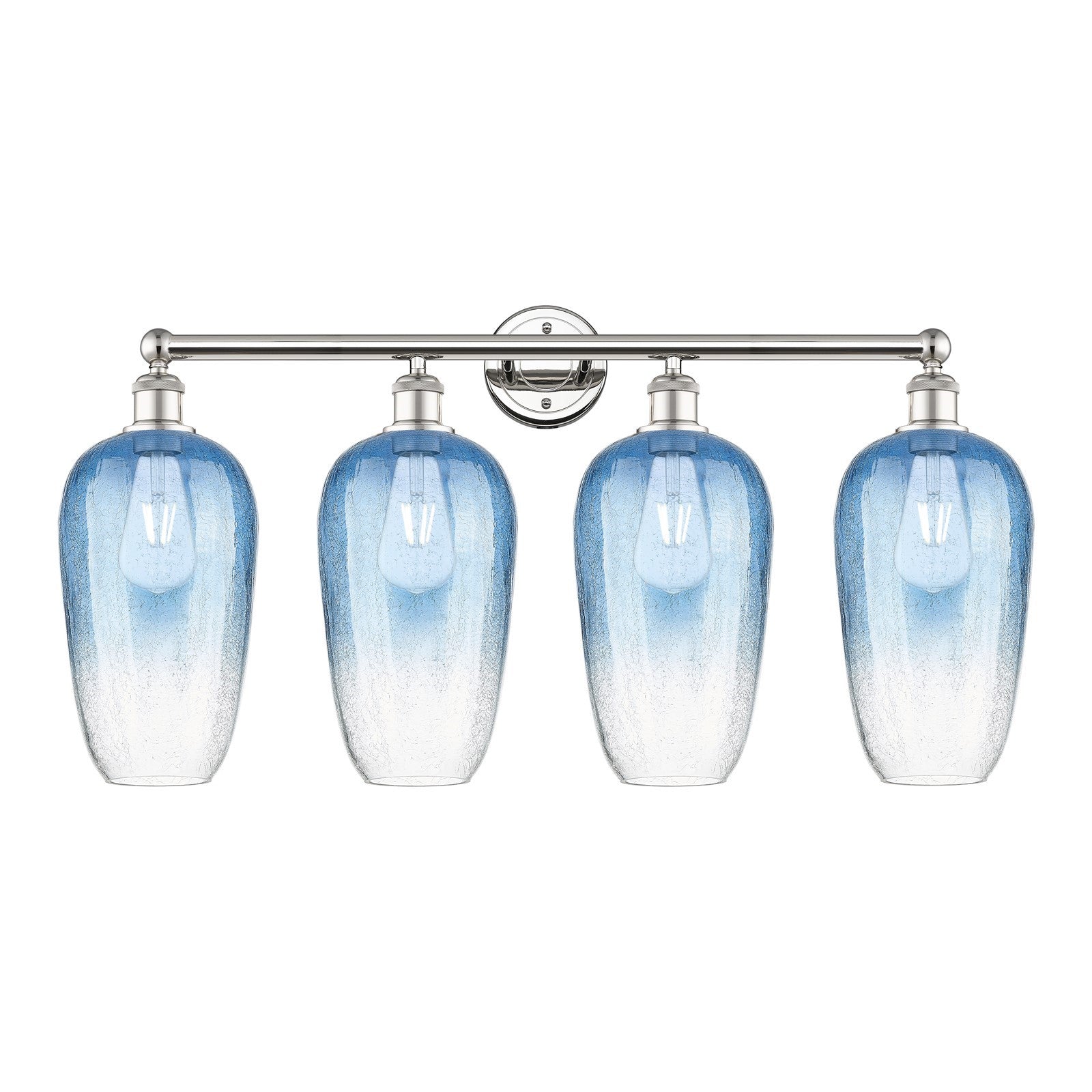Innovations Brookhaven Flute 34in 4-Light Bath Vanity Light | Industrial Modern Contempo Polished Nickel Steel and Sapphire | Model 616-4W-PN-G484-7SB