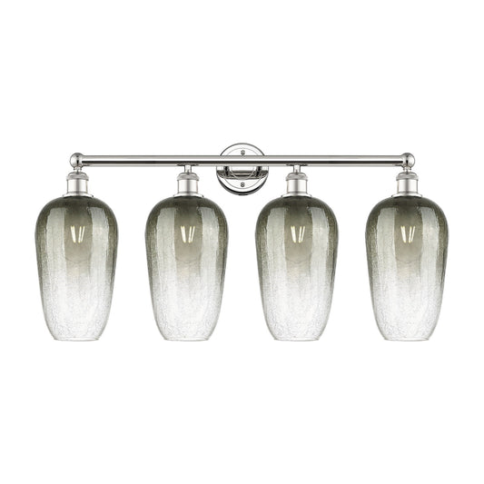 Innovations Brookhaven Flute 34in 4-Light Bath Vanity Light | Industrial Polished Nickel and Slate Glass | Bathroom Vanity | 34 | Model 616-4W-PN-G484-7SL
