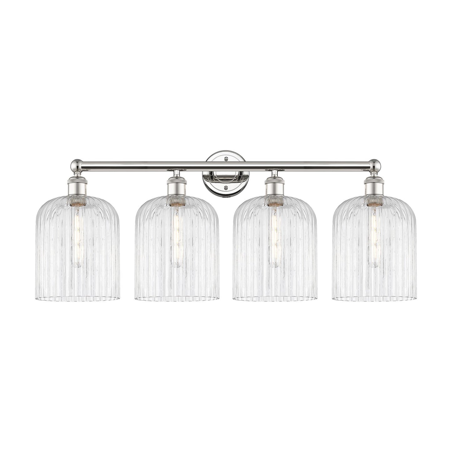 Innovations Bridal Veil 32in 4-Light Bath Vanity | Art Nouveau Polished Nickel and Clear Ribbed Glass | Bathroom Vanity Light | Model 616-4W-PN-G559-8CL