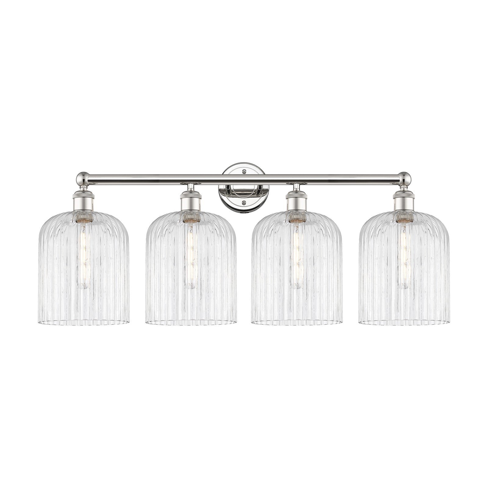 Innovations Bridal Veil 32in 4-Light Bath Vanity | Art Nouveau Polished Nickel and Clear Ribbed Glass | Bathroom Vanity Light | Model 616-4W-PN-G559-8CL