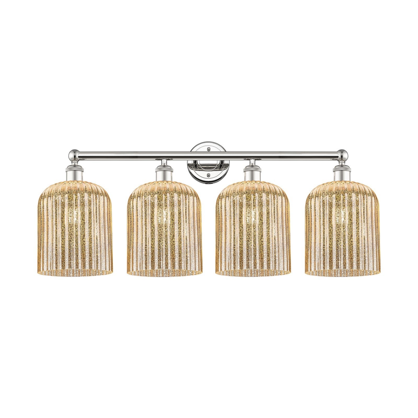 Innovations Bridal Veil 32in 4-Light Bath Vanity | Art Nouveau Industrial Polished Nickel and Mercury Ribbed Glass | Bathroom | Model 616-4W-PN-G559-8ME