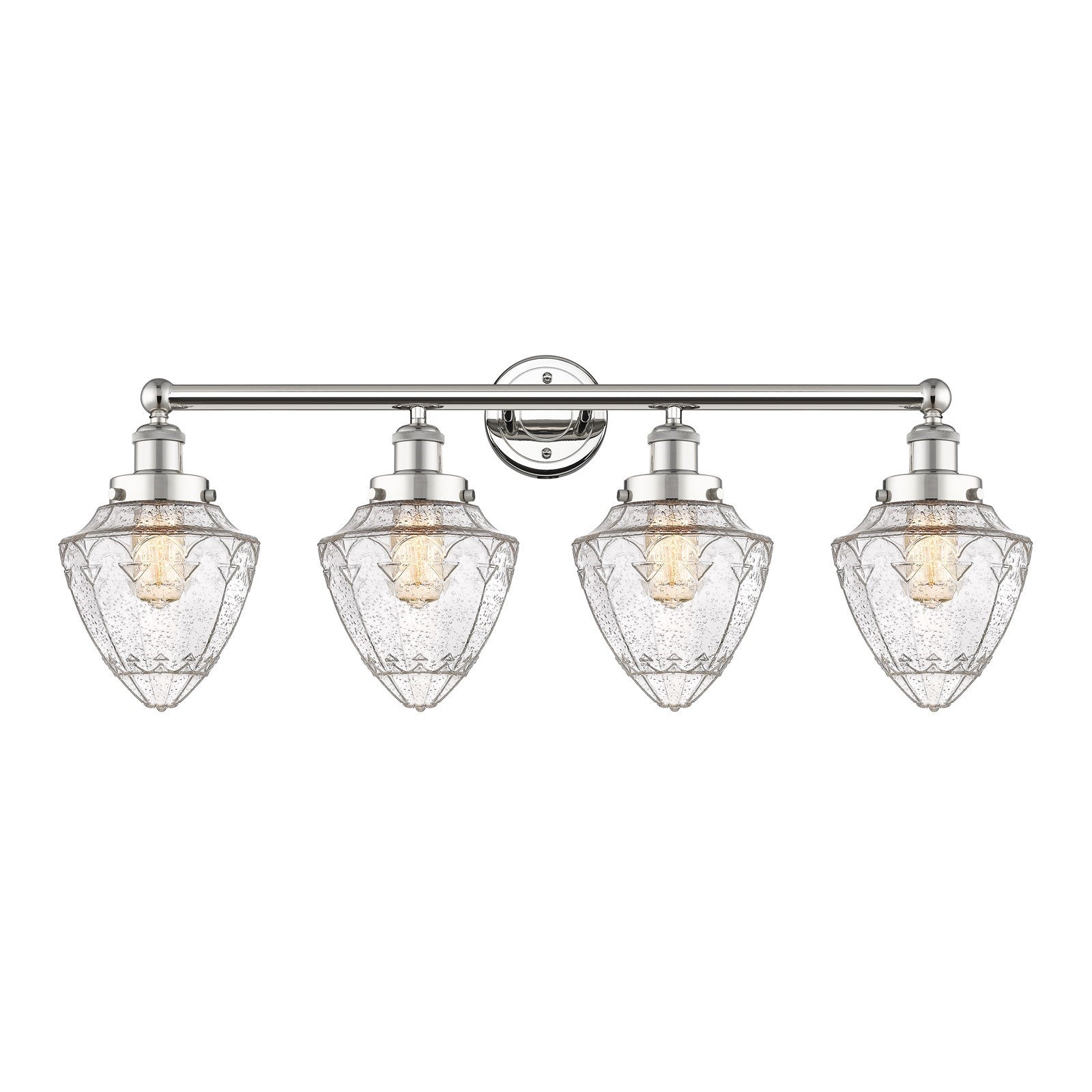 Innovations Bullet 34in 4-Light Bath Vanity Light | Industrial Polished Nickel Steel and Seedy Glass | Bathroom Vanity & Powder | Model 616-4W-PN-G664-7