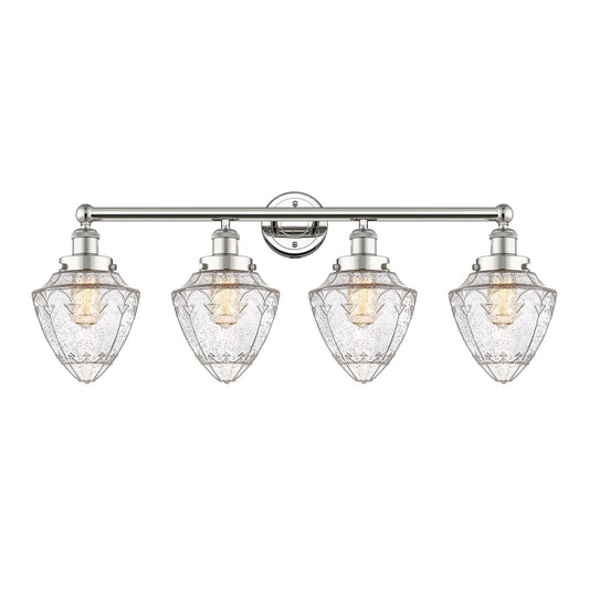 Innovations Bullet 34in 4-Light Bath Vanity Light | Industrial Polished Nickel Steel and Seedy Glass | Bathroom Vanity & Powder | Model 616-4W-PN-G664-7