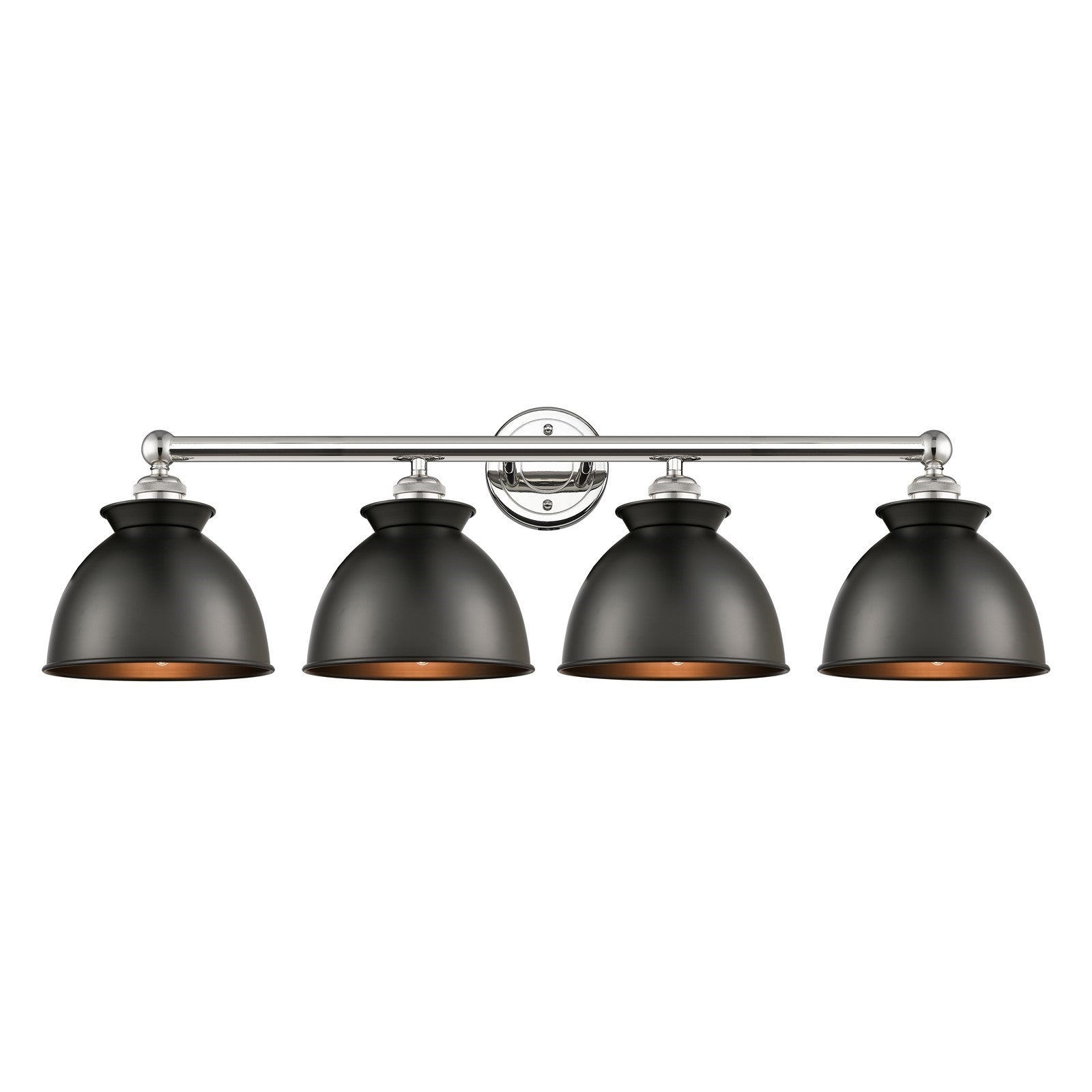 Innovations Adirondack 35in 4-Light Bath Vanity Light | Industrial Polished Nickel and Matte Black Metal Shade | Bathroom Vanity | Model 616-4W-PN-M14-BK