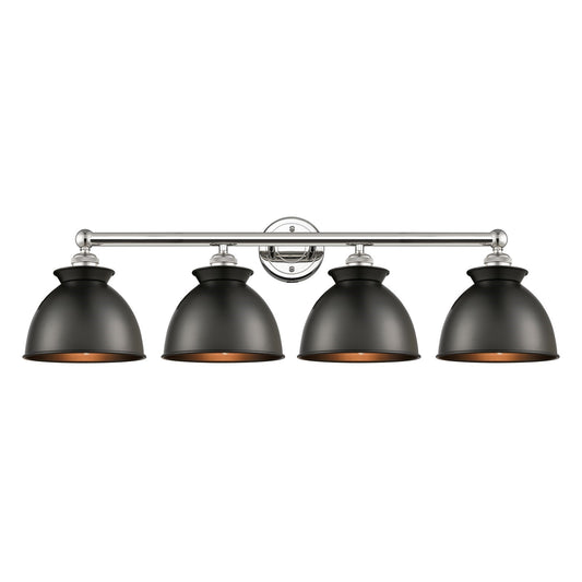 Innovations Adirondack 35in 4-Light Bath Vanity Light | Industrial Polished Nickel and Matte Black Metal Shade | Bathroom Vanity | Model 616-4W-PN-M14-BK